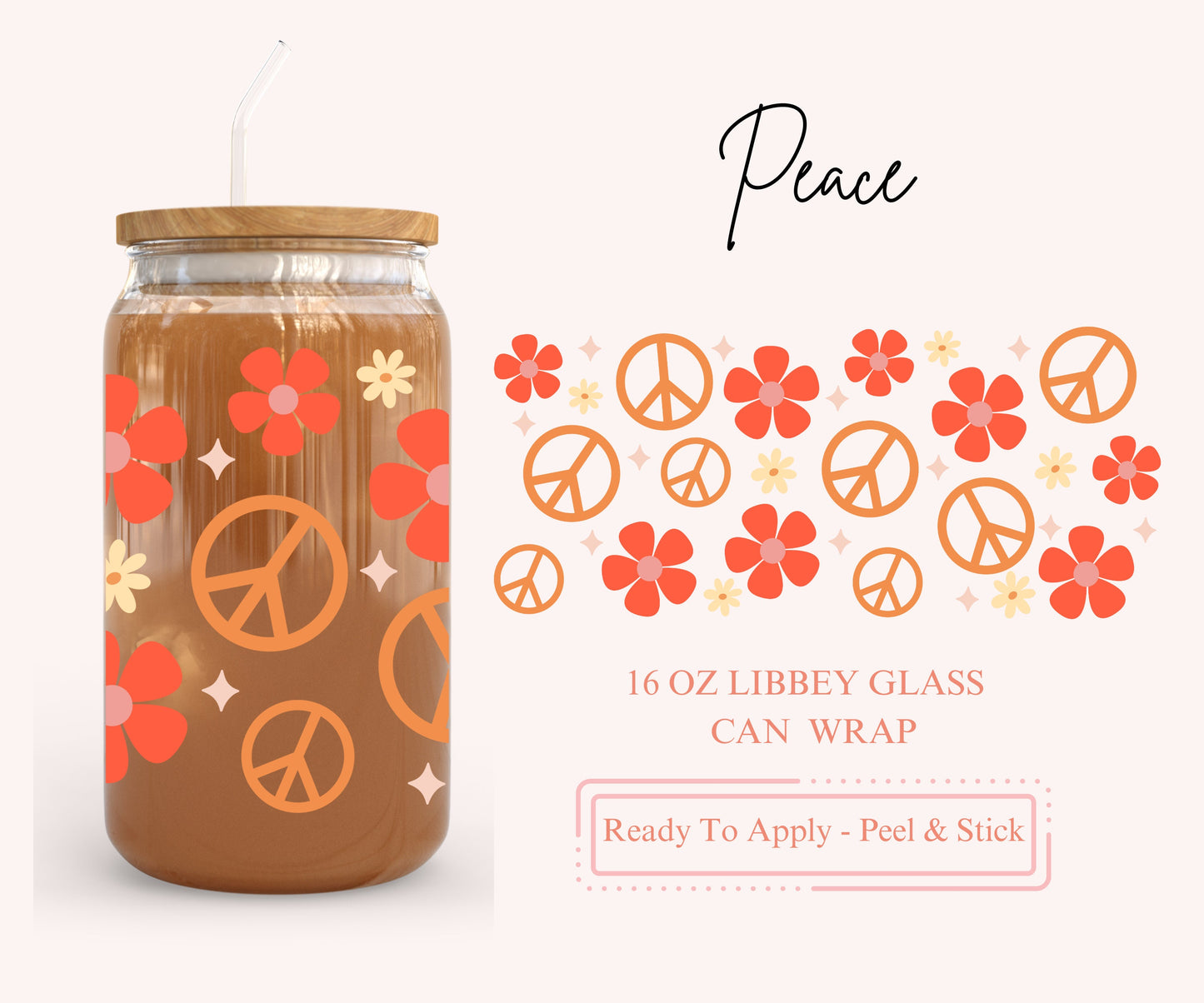 UV DTF Libbey Glass Can Wrap - Ready To Apply - Peel & Stick