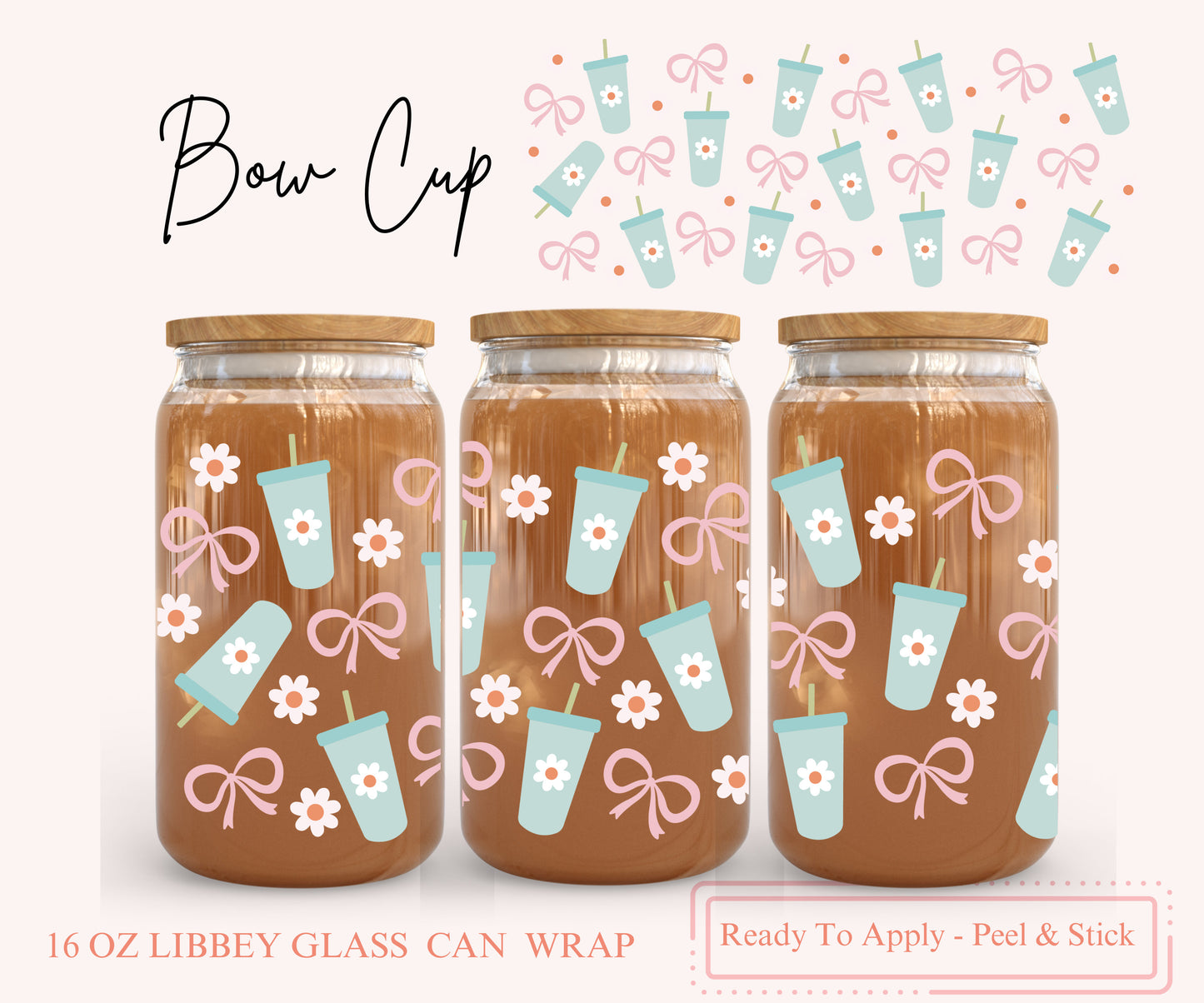 UV DTF Libbey Glass Can Wrap - Ready To Apply - Peel & Stick