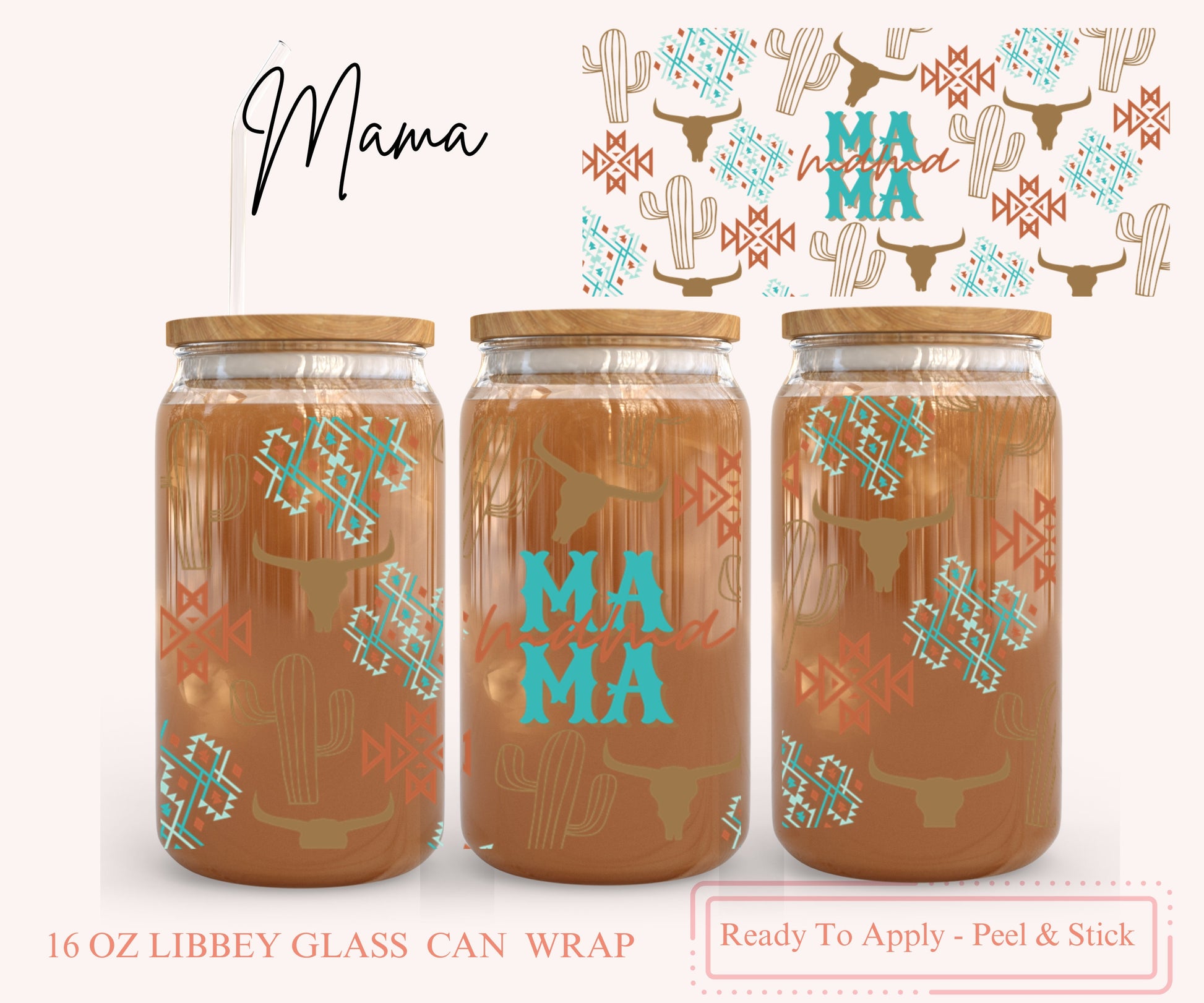 UV DTF Libbey Glass Can Wrap - Ready To Apply - Peel & Stick