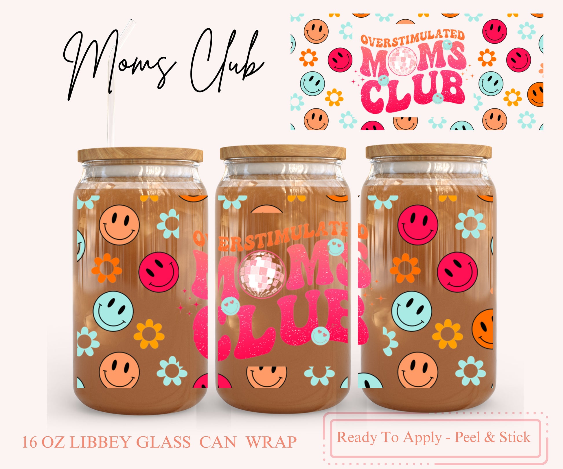 UV DTF Libbey Glass Can Wrap - Ready To Apply - Peel & Stick