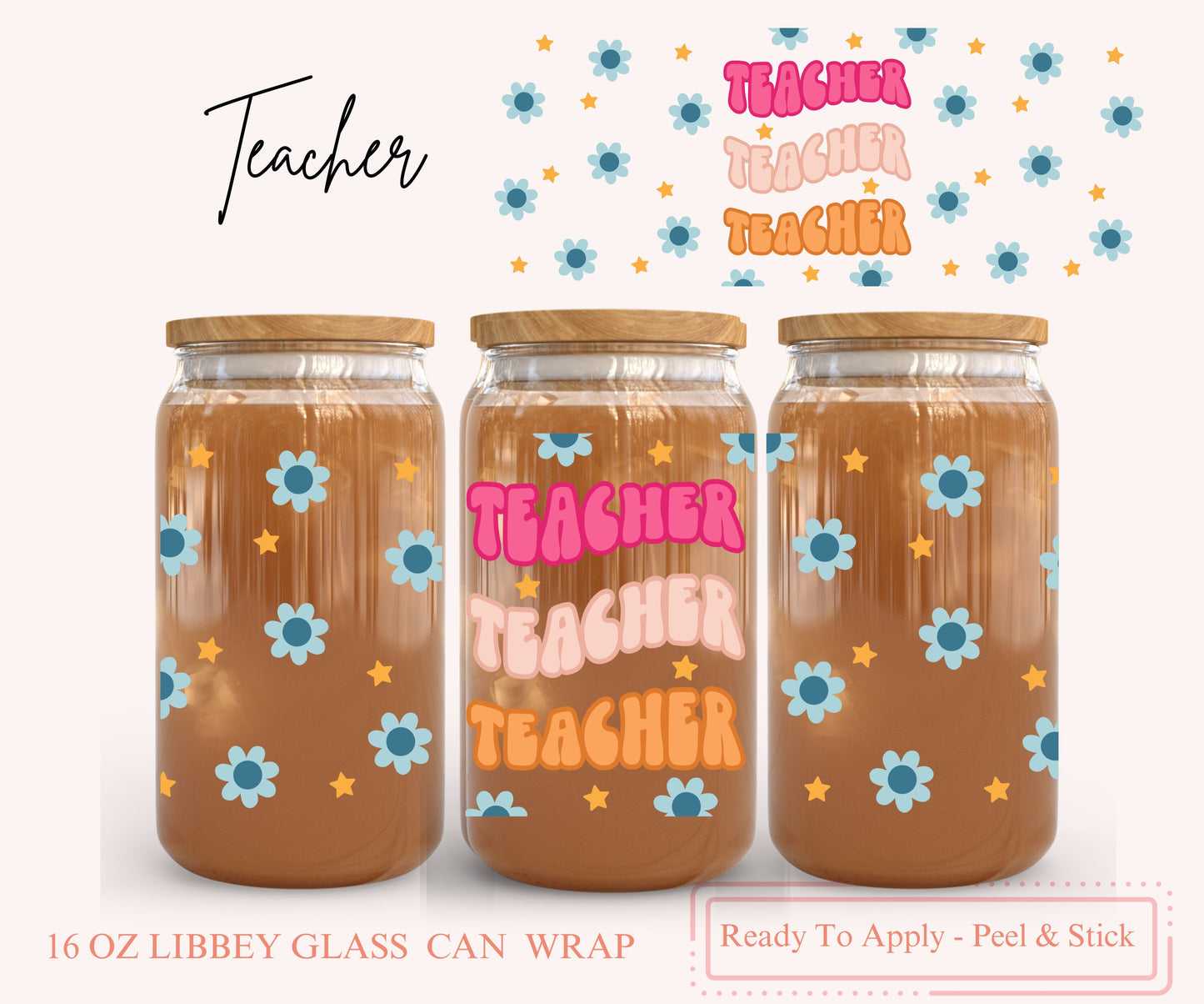 UV DTF Libbey Glass Can Wrap - Ready To Apply - Peel & Stick