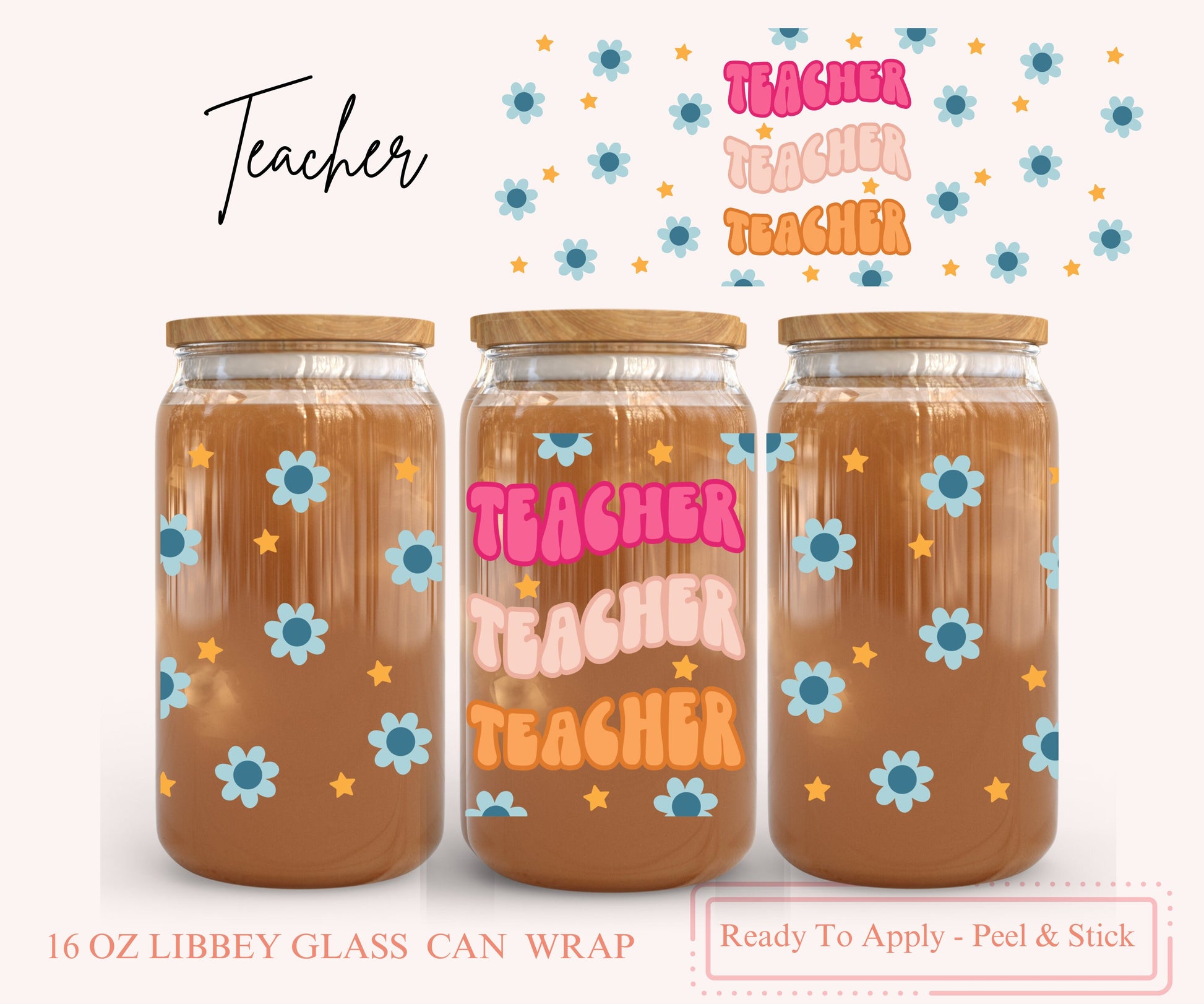 UV DTF Libbey Glass Can Wrap - Ready To Apply - Peel & Stick