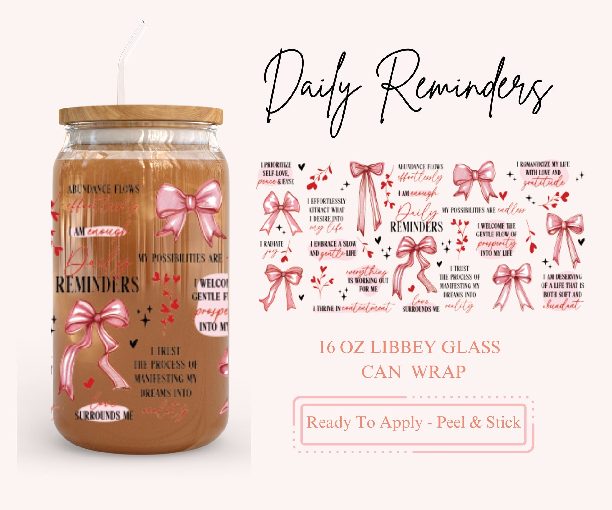 UV DTF Libbey Glass Can Wrap - Ready To Apply - Peel & Stick