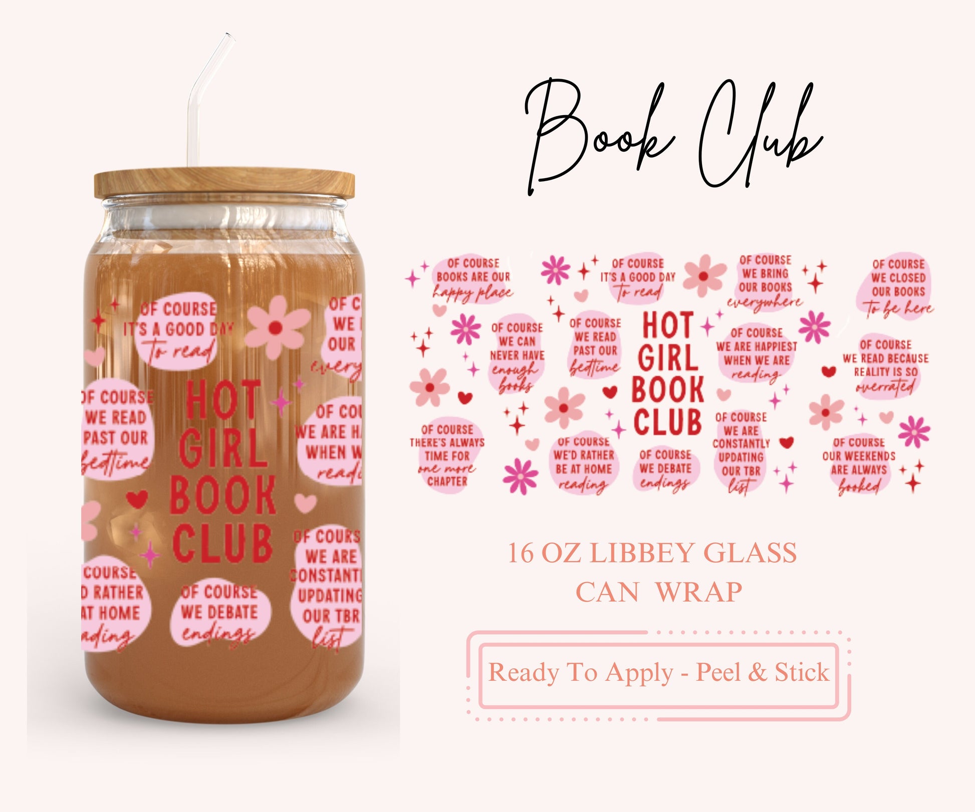 UV DTF Libbey Glass Can Wrap - Ready To Apply - Peel & Stick