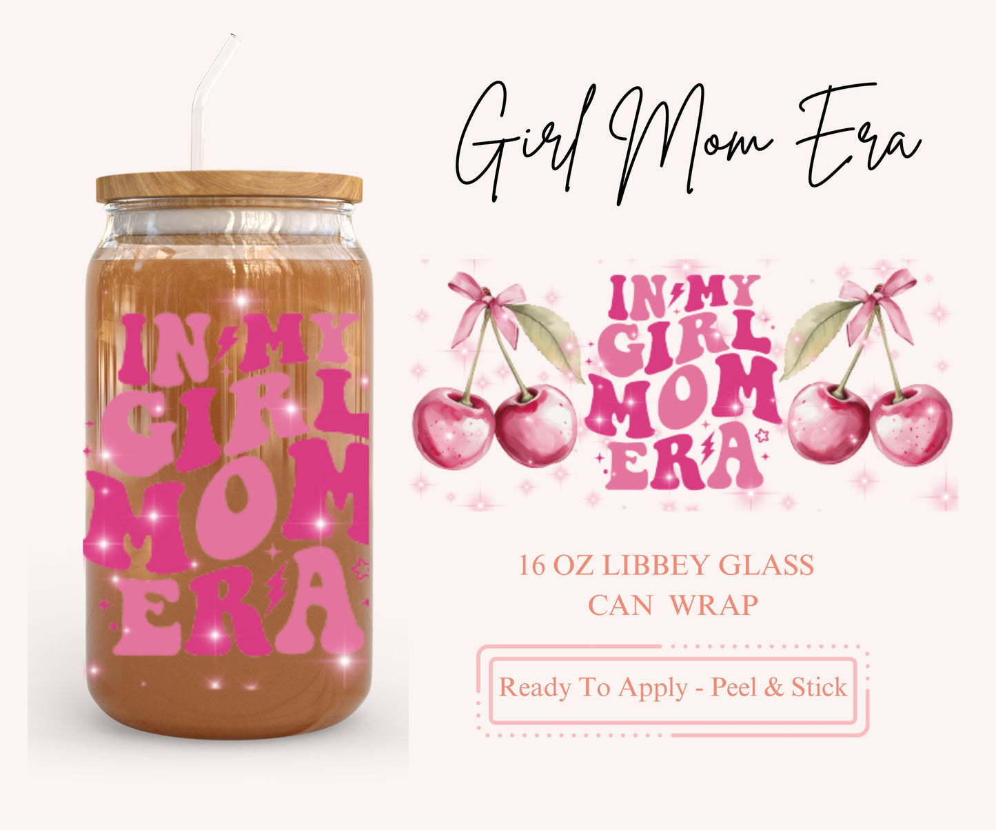 UV DTF Libbey Glass Can Wrap - Ready To Apply - Peel & Stick