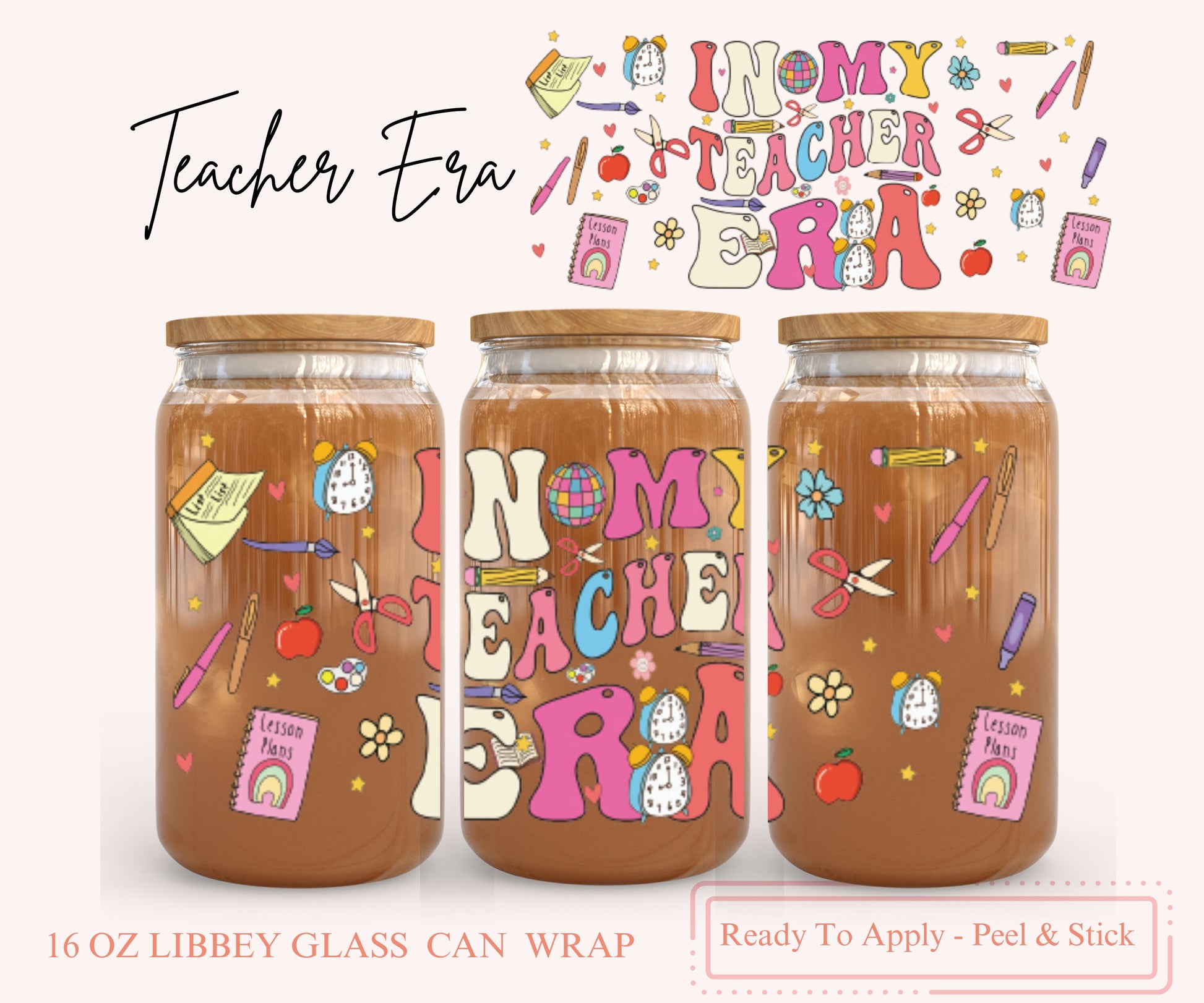 UV DTF Libbey Glass Can Wrap - Ready To Apply - Peel & Stick