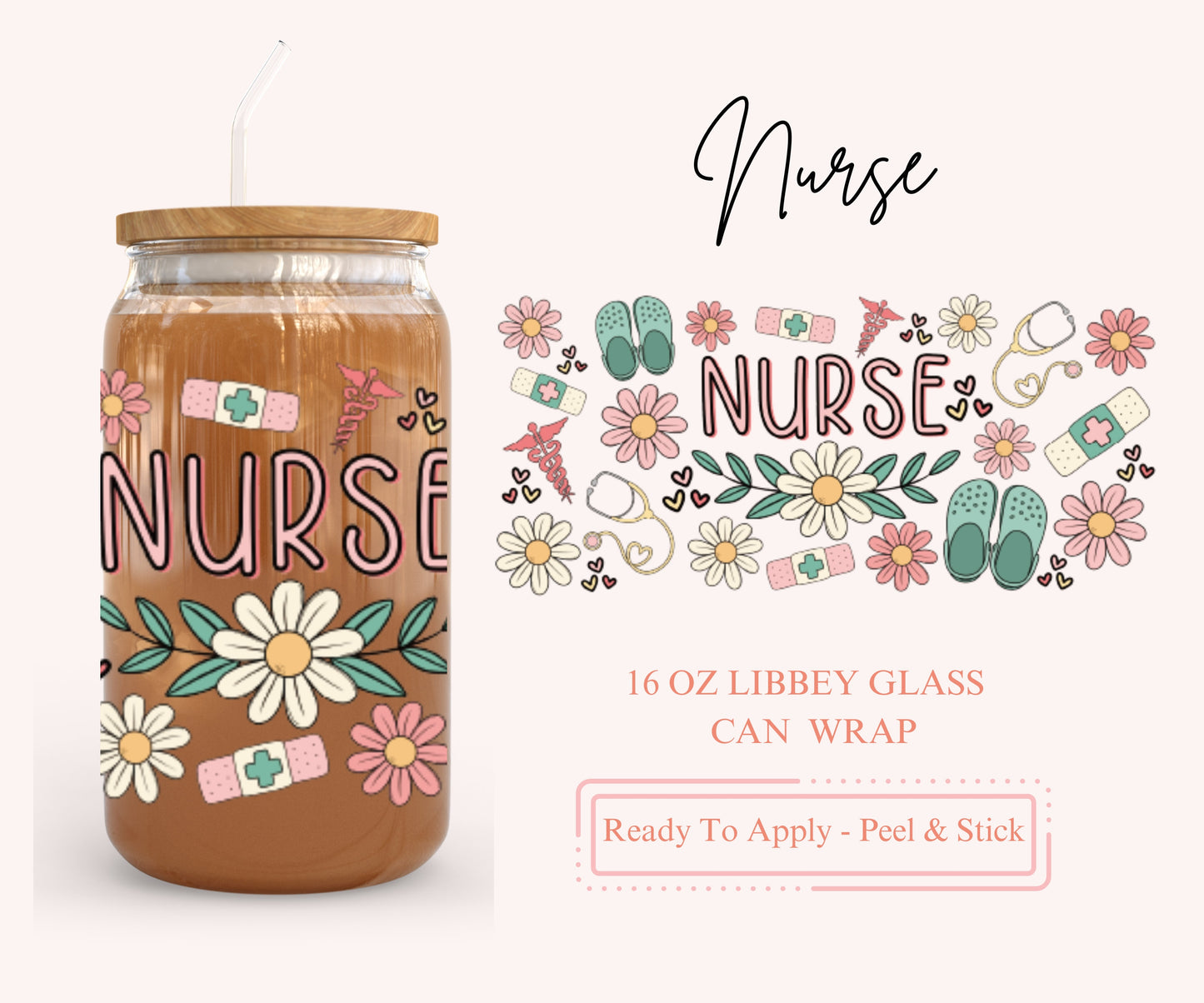 UV DTF Libbey Glass Can Wrap - Ready To Apply - Peel & Stick