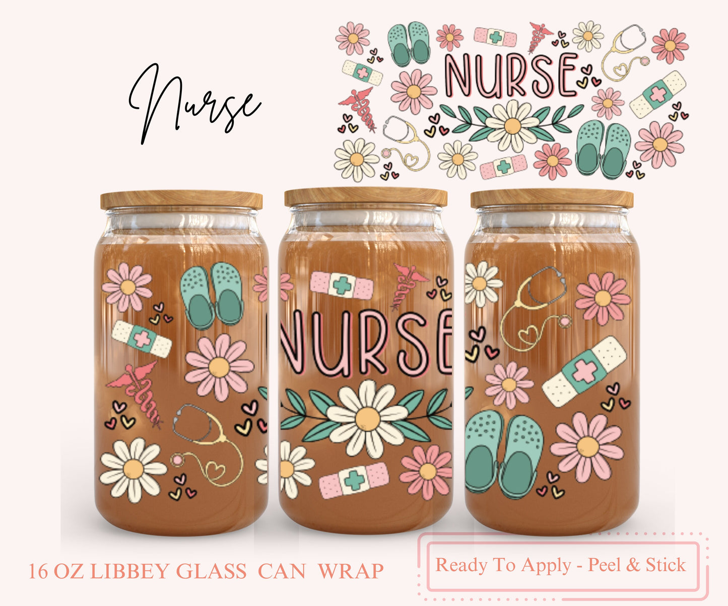 UV DTF Libbey Glass Can Wrap - Ready To Apply - Peel & Stick