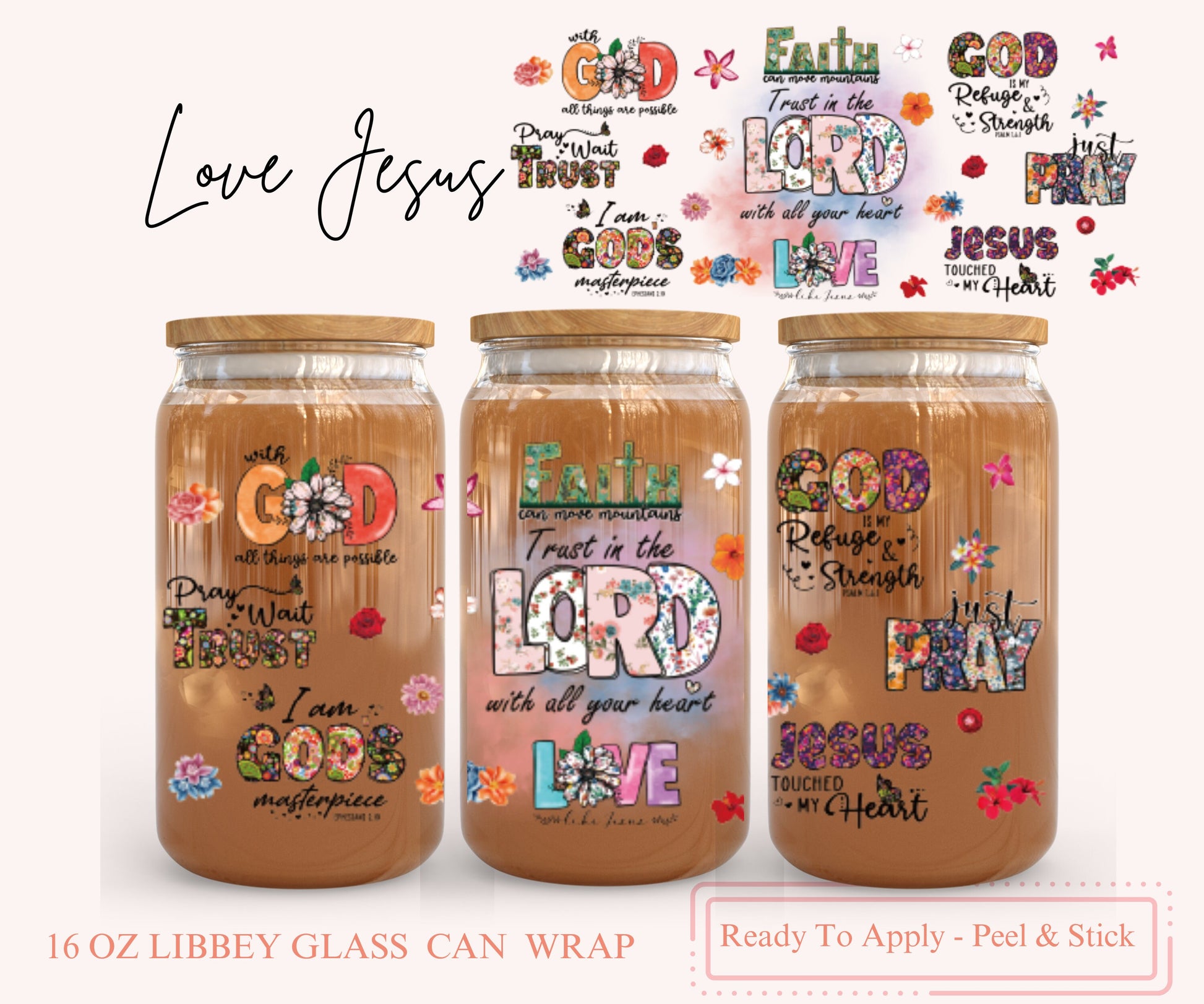 UV DTF Libbey Glass Can Wrap - Ready To Apply - Peel & Stick