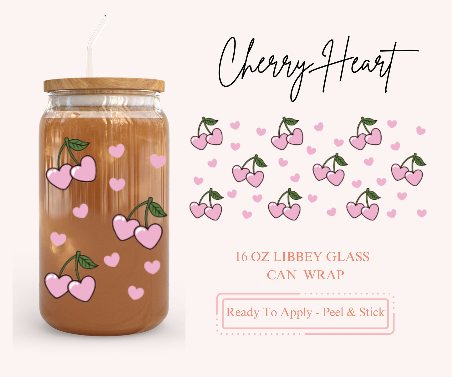 UV DTF Libbey Glass Can Wrap - Ready To Apply - Peel & Stick