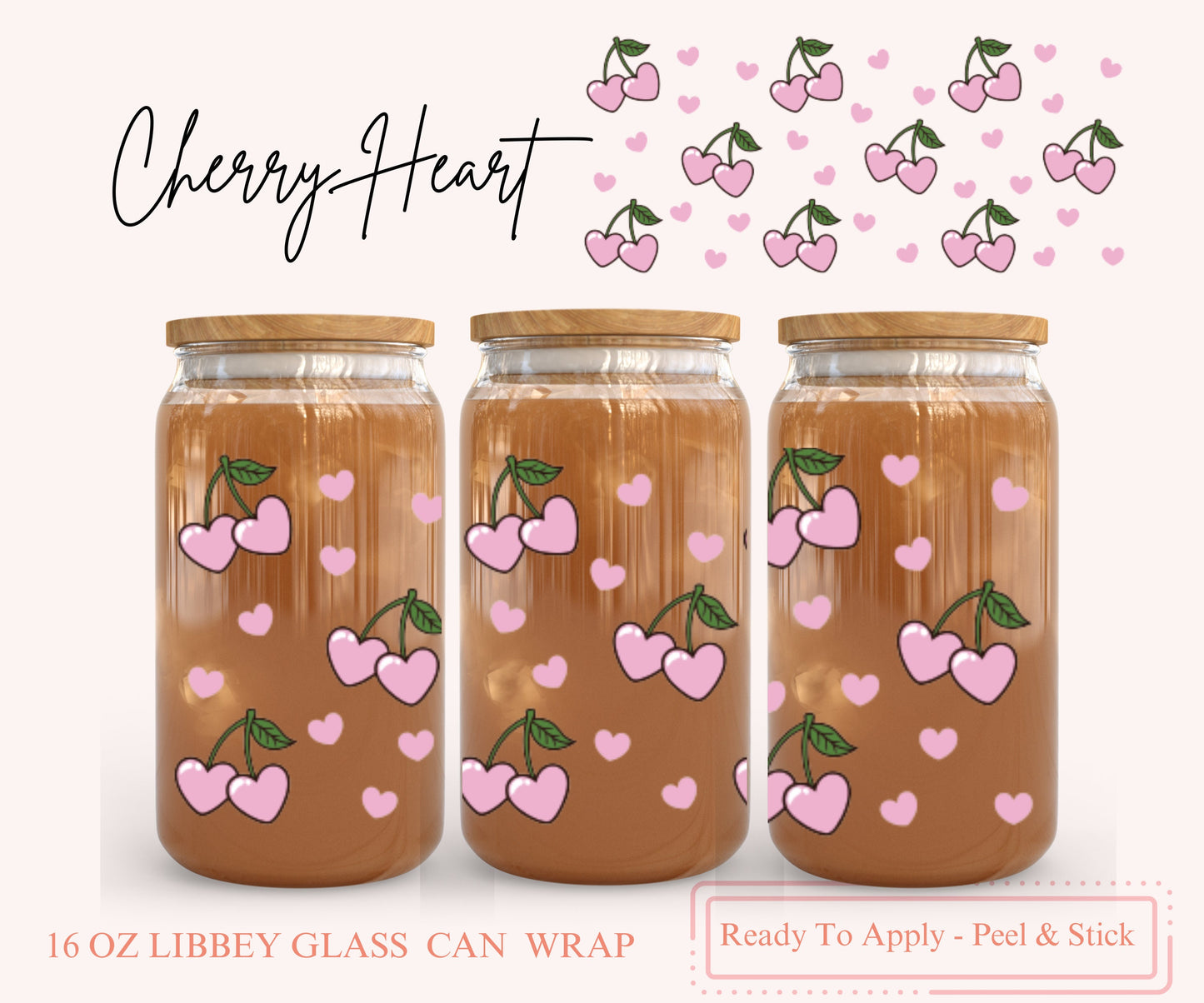 UV DTF Libbey Glass Can Wrap - Ready To Apply - Peel & Stick