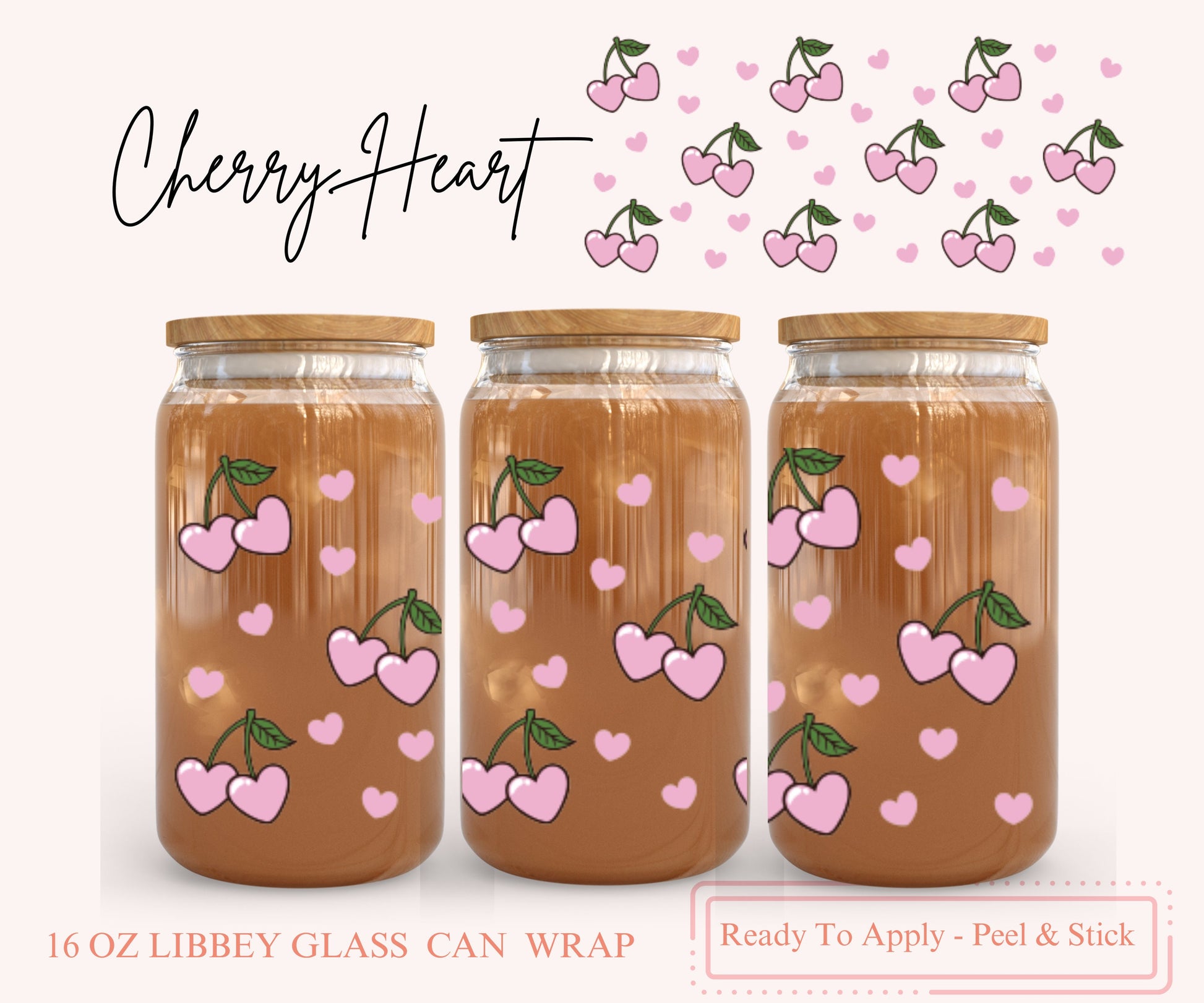 UV DTF Libbey Glass Can Wrap - Ready To Apply - Peel & Stick