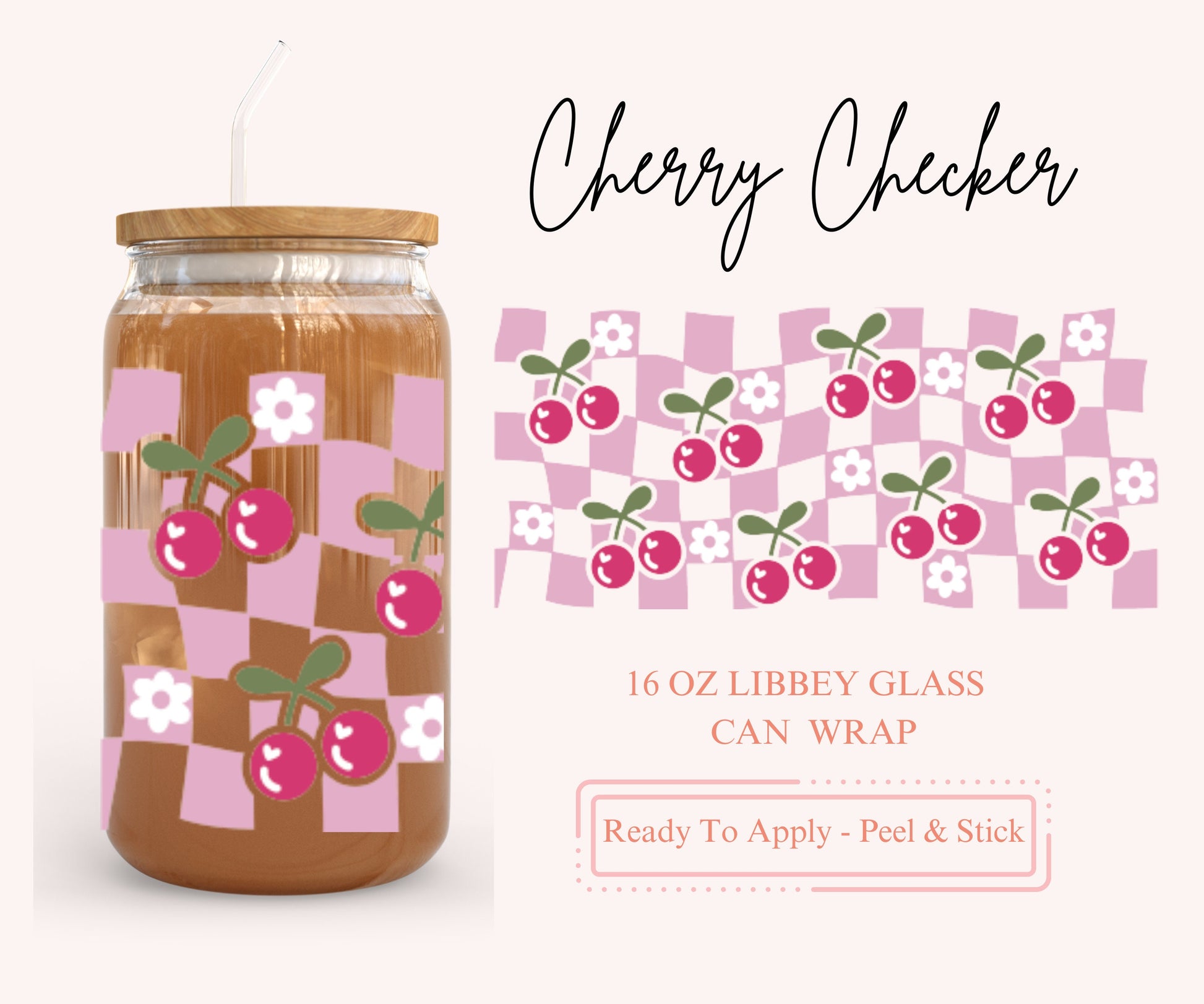 UV DTF Libbey Glass Can Wrap - Ready To Apply - Peel & Stick