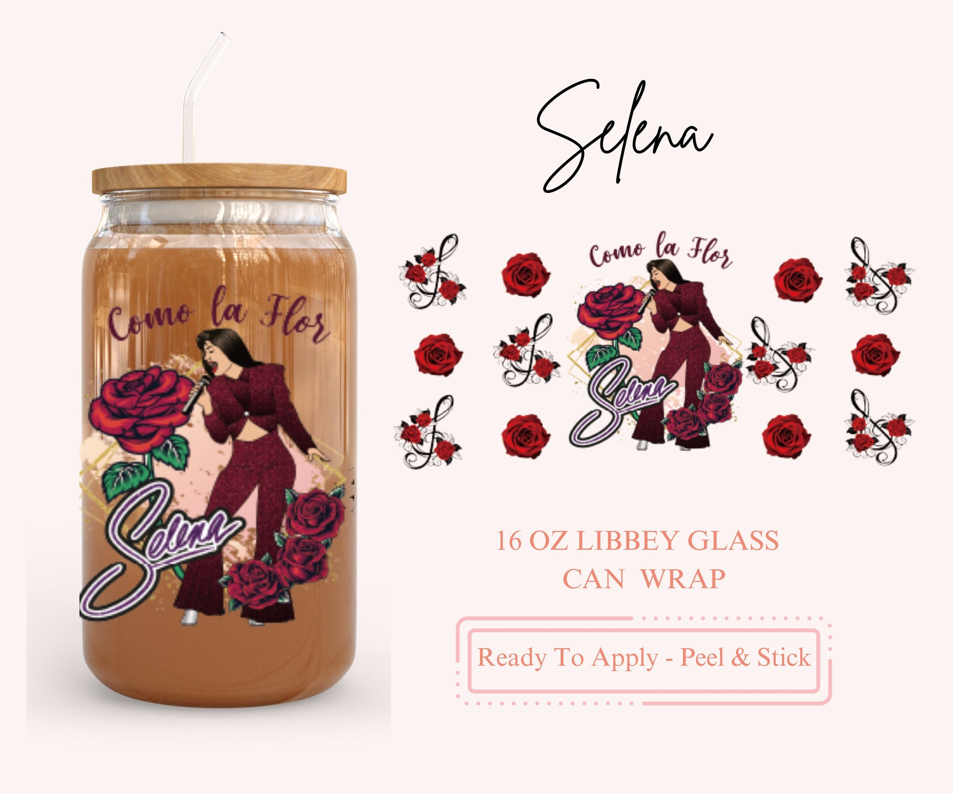 UV DTF Libbey Glass Can Wrap - Ready To Apply - Peel & Stick