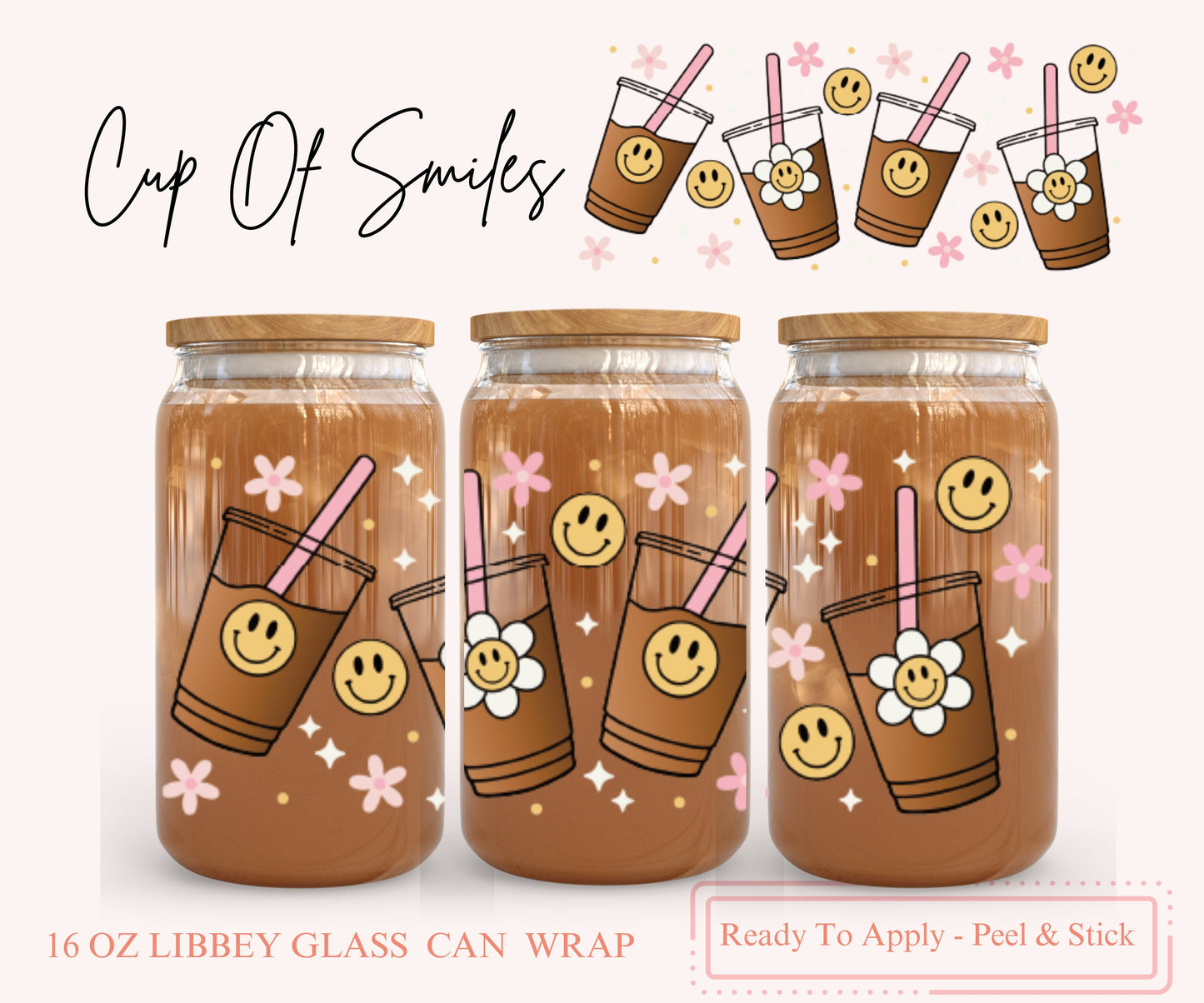 UV DTF Libbey Glass Can Wrap - Ready To Apply - Peel & Stick