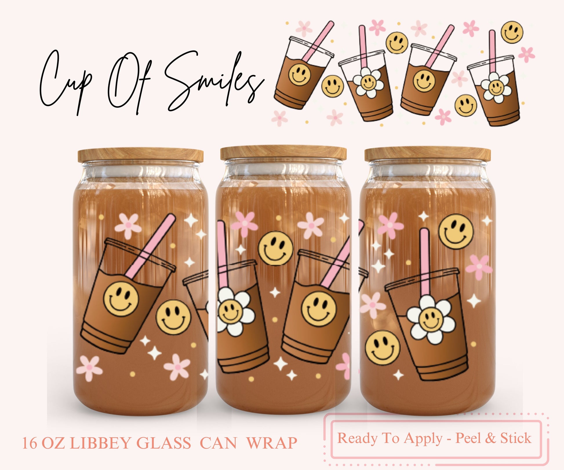 UV DTF Libbey Glass Can Wrap - Ready To Apply - Peel & Stick