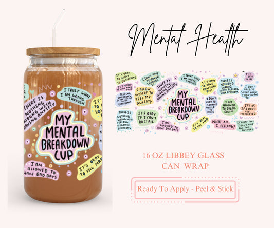 UV DTF Libbey Glass Can Wrap - Ready To Apply - Peel & Stick