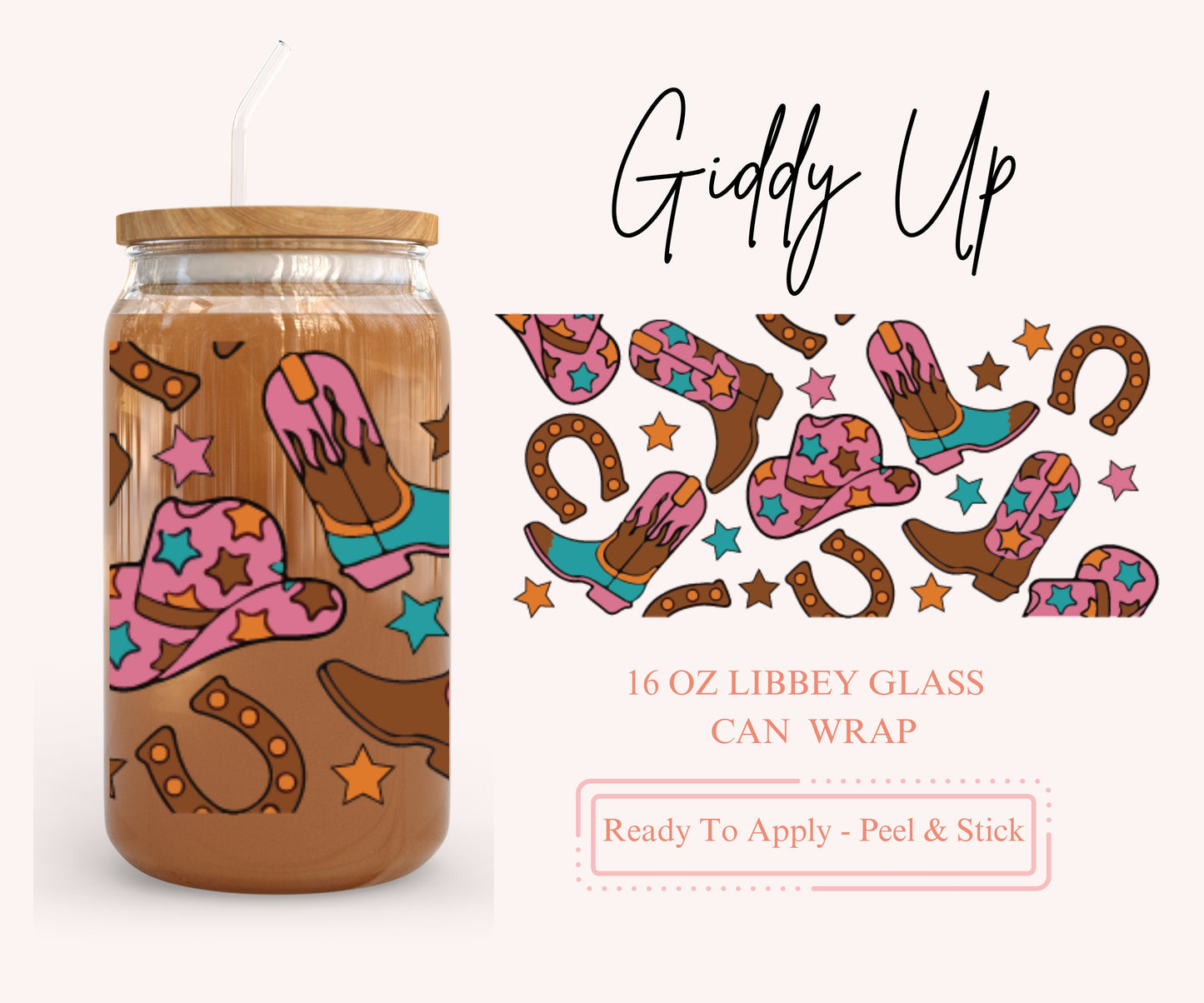 UV DTF Libbey Glass Can Wrap - Ready To Apply - Peel & Stick