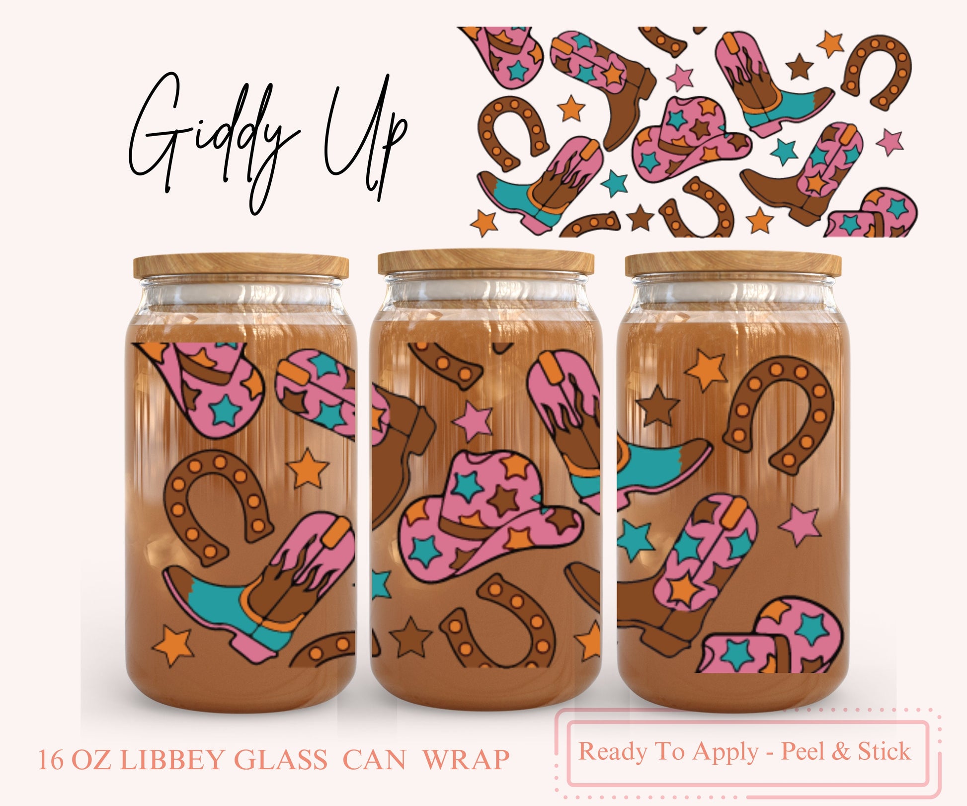 UV DTF Libbey Glass Can Wrap - Ready To Apply - Peel & Stick