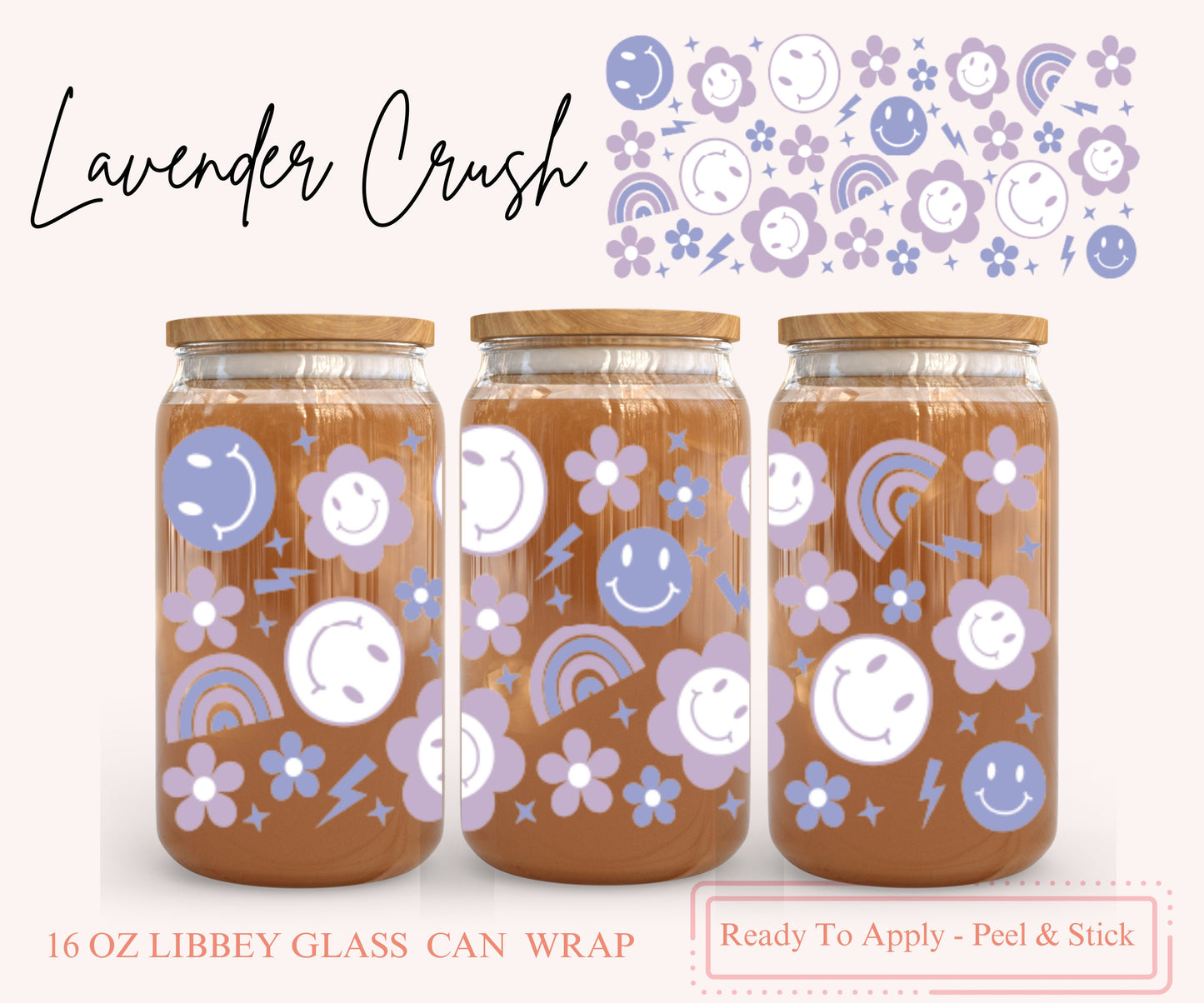 UV DTF Libbey Glass Can Wrap - Ready To Apply - Peel & Stick