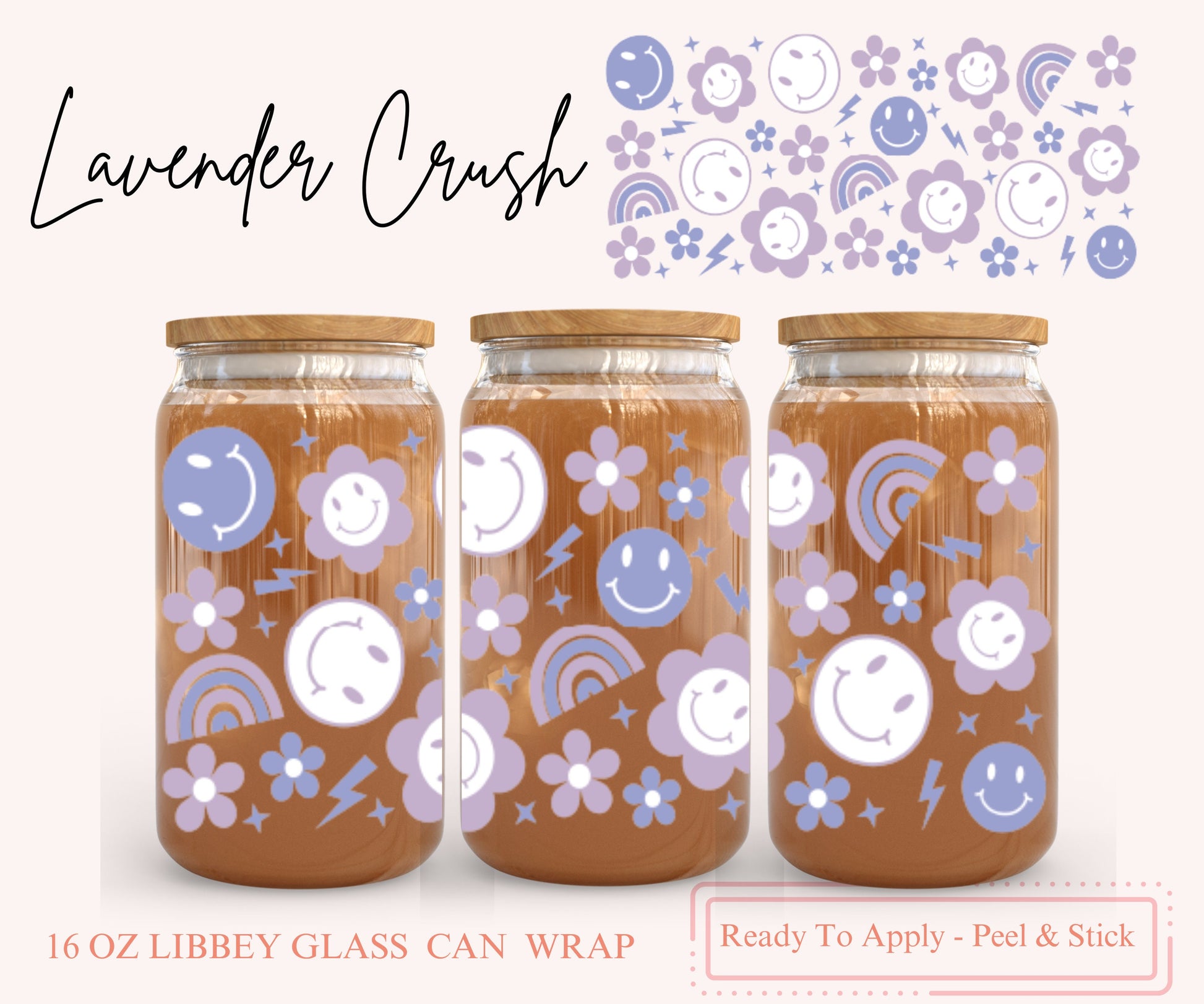 UV DTF Libbey Glass Can Wrap - Ready To Apply - Peel & Stick