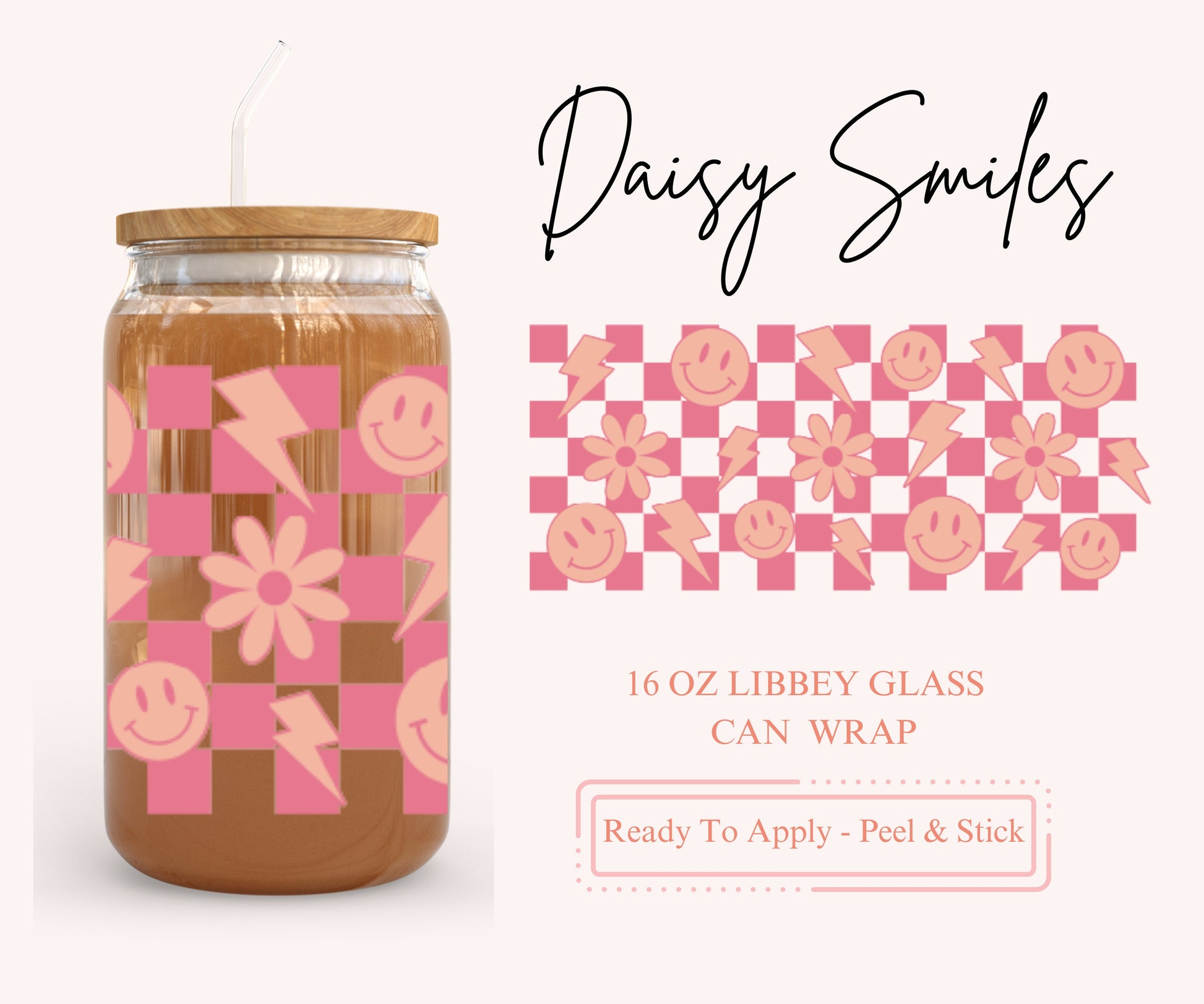UV DTF Libbey Glass Can Wrap - Ready To Apply - Peel & Stick
