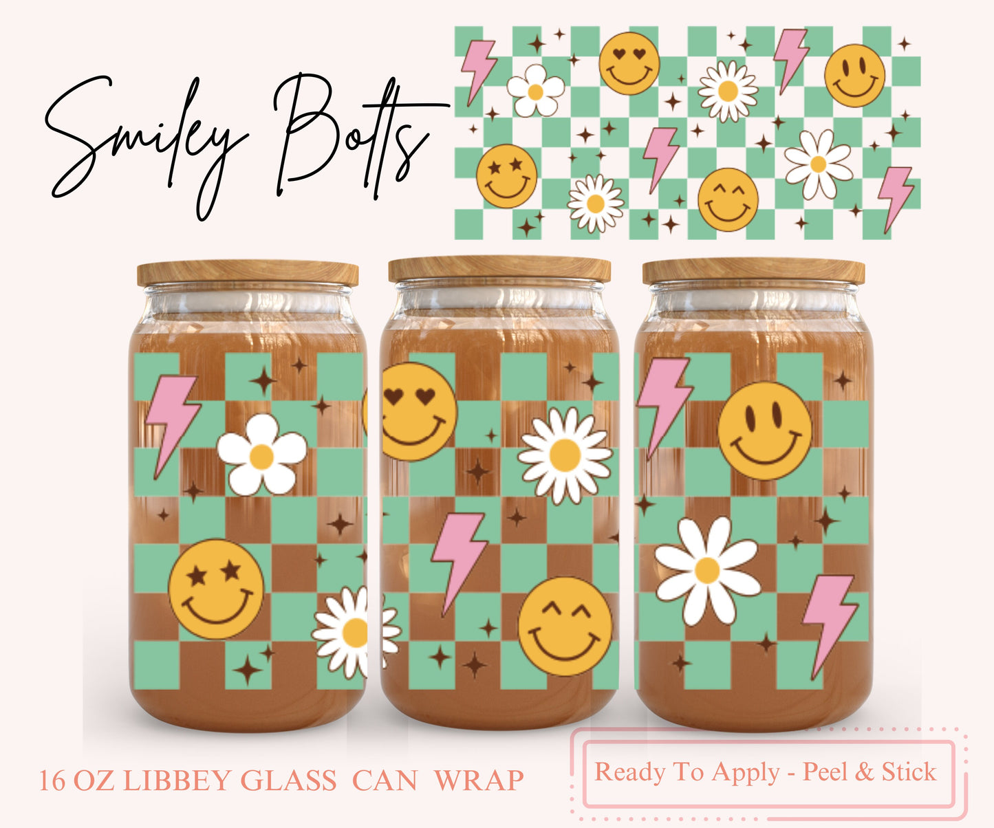 UV DTF Libbey Glass Can Wrap - Ready To Apply - Peel & Stick
