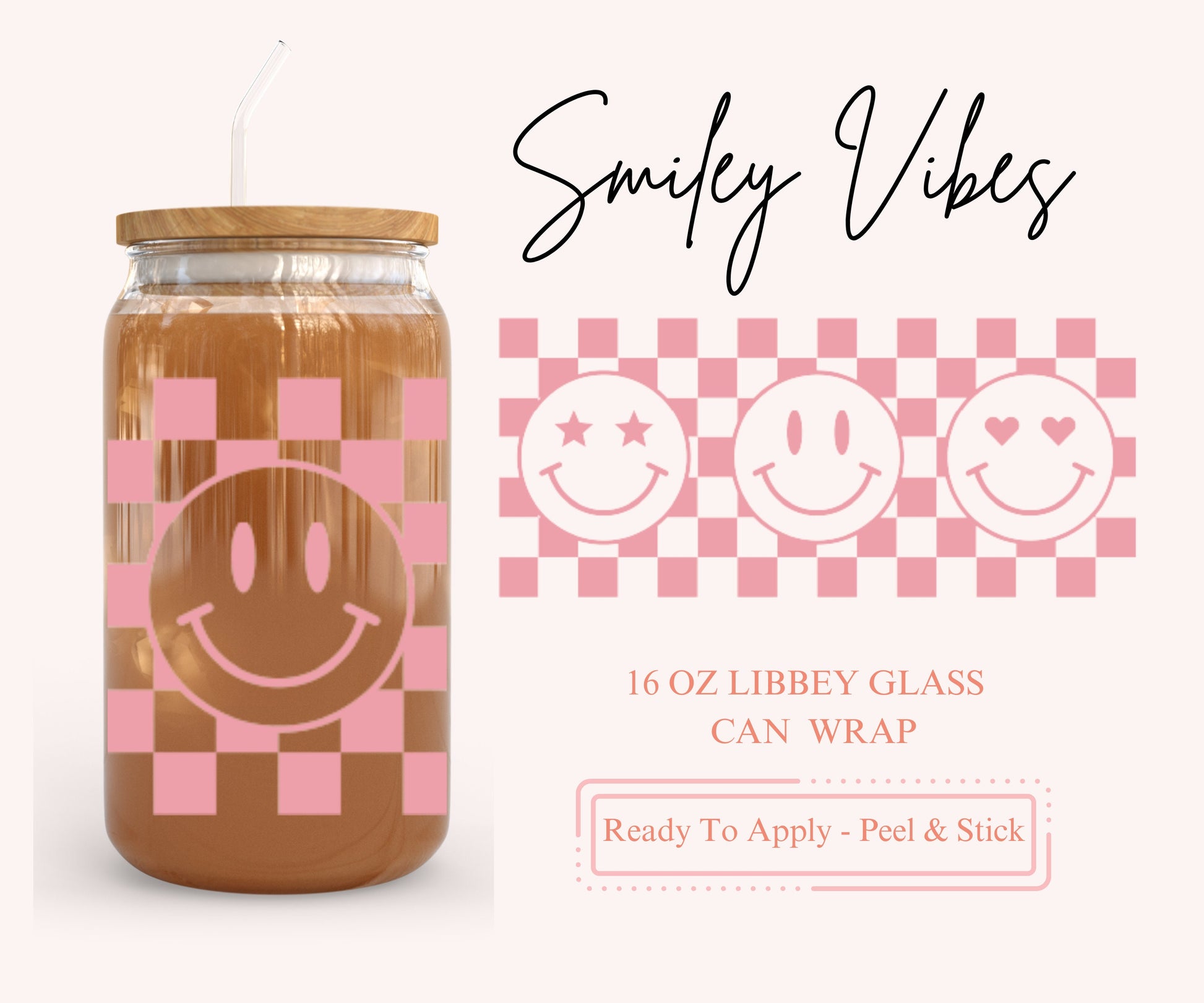 UV DTF Libbey Glass Can Wrap - Ready To Apply - Peel & Stick