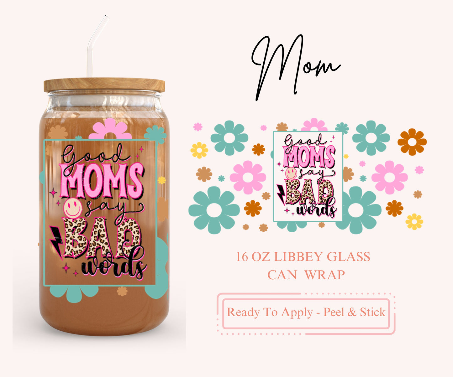 UV DTF Libbey Glass Can Wrap - Ready To Apply - Peel & Stick