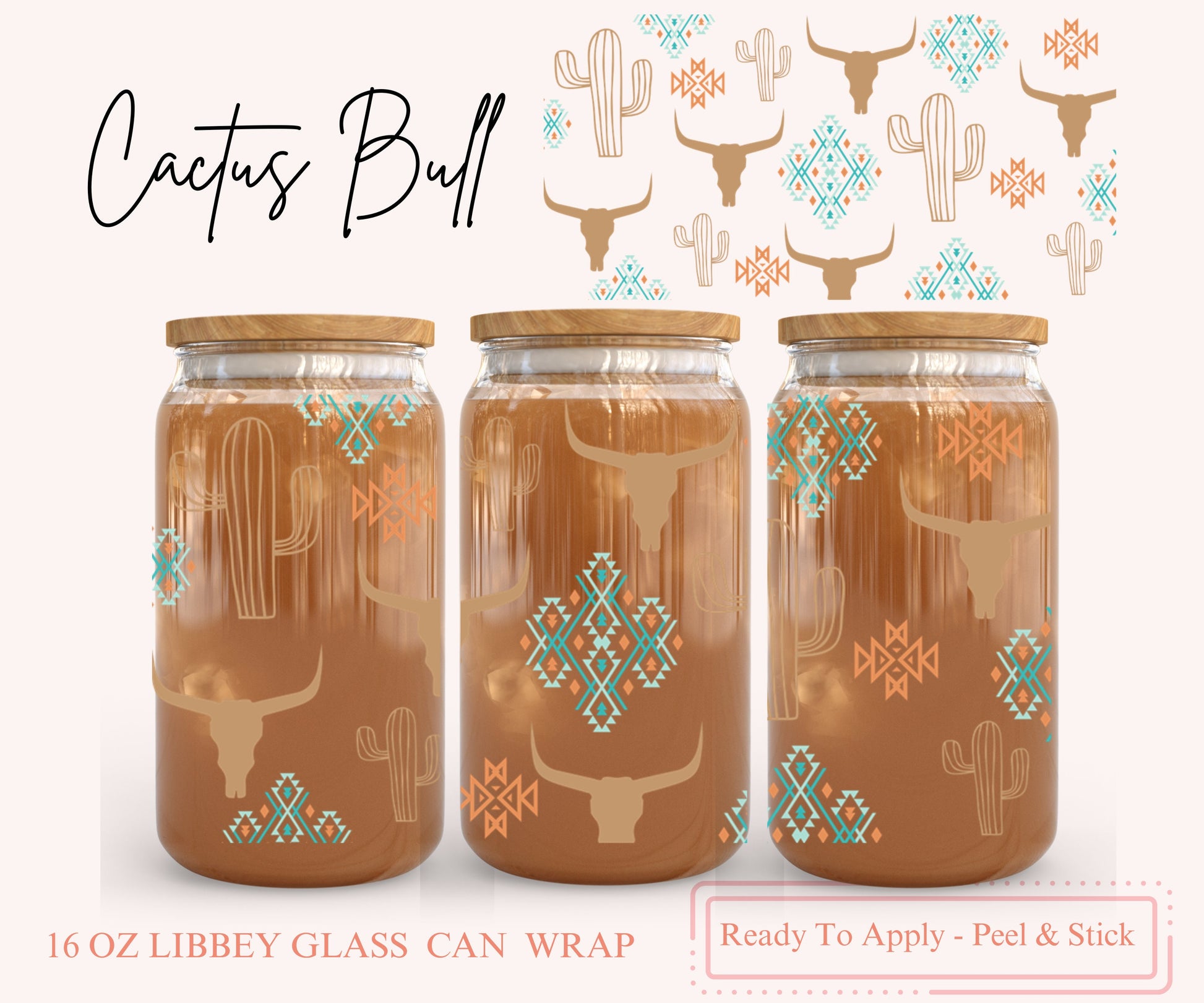 UV DTF Libbey Glass Can Wrap - Ready To Apply - Peel & Stick