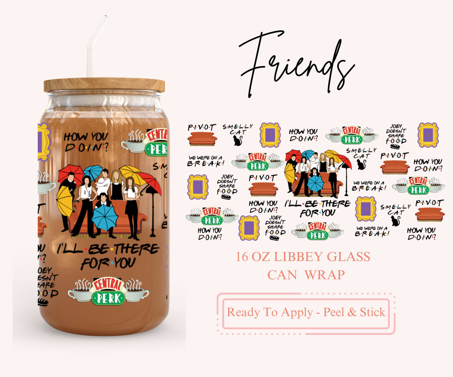 UV DTF Libbey Glass Can Wrap - Ready To Apply - Peel & Stick