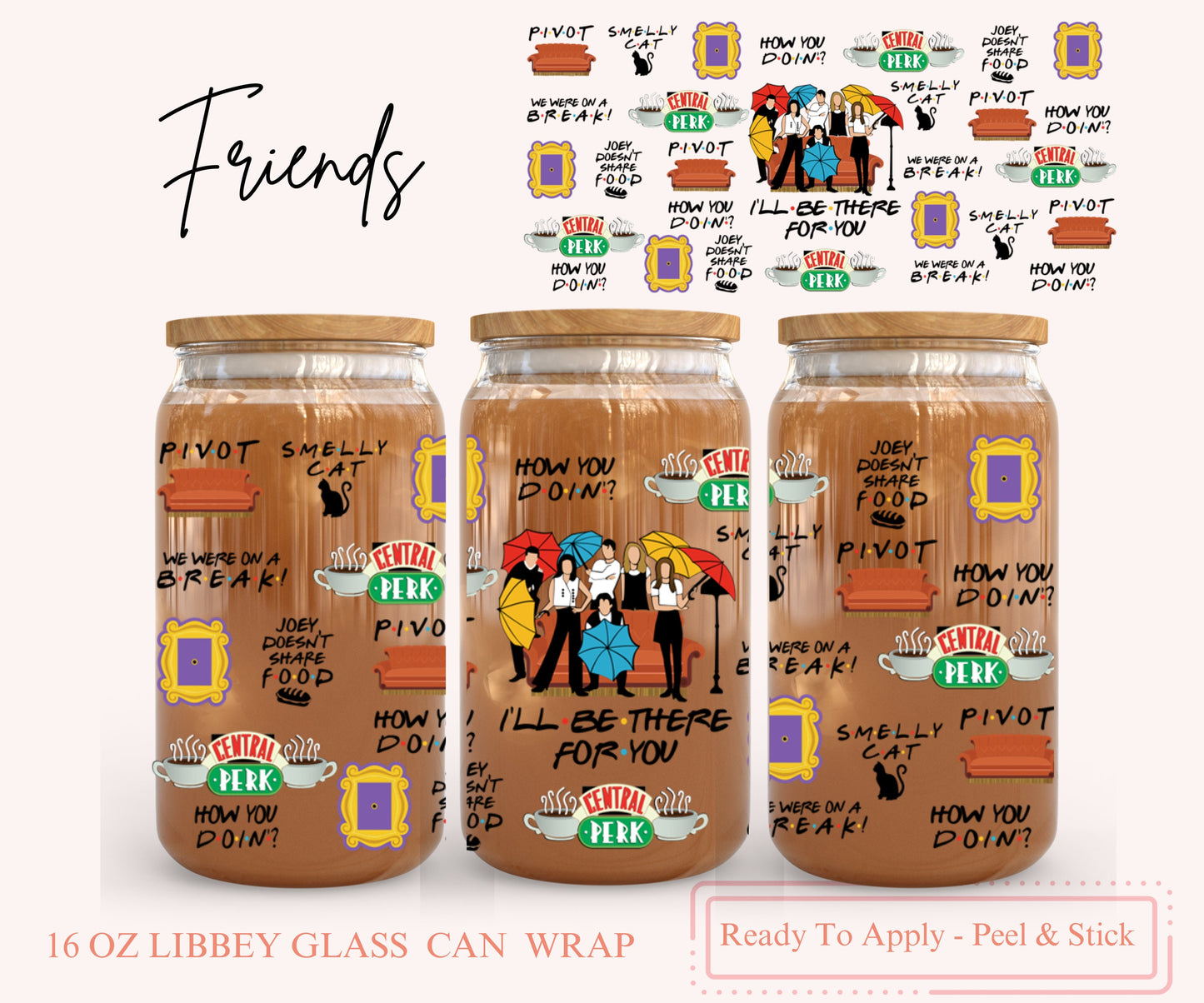 UV DTF Libbey Glass Can Wrap - Ready To Apply - Peel & Stick