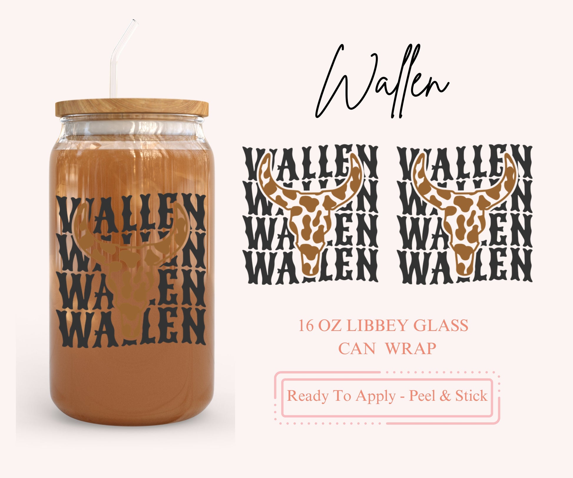 UV DTF Libbey Glass Can Wrap - Ready To Apply - Peel & Stick