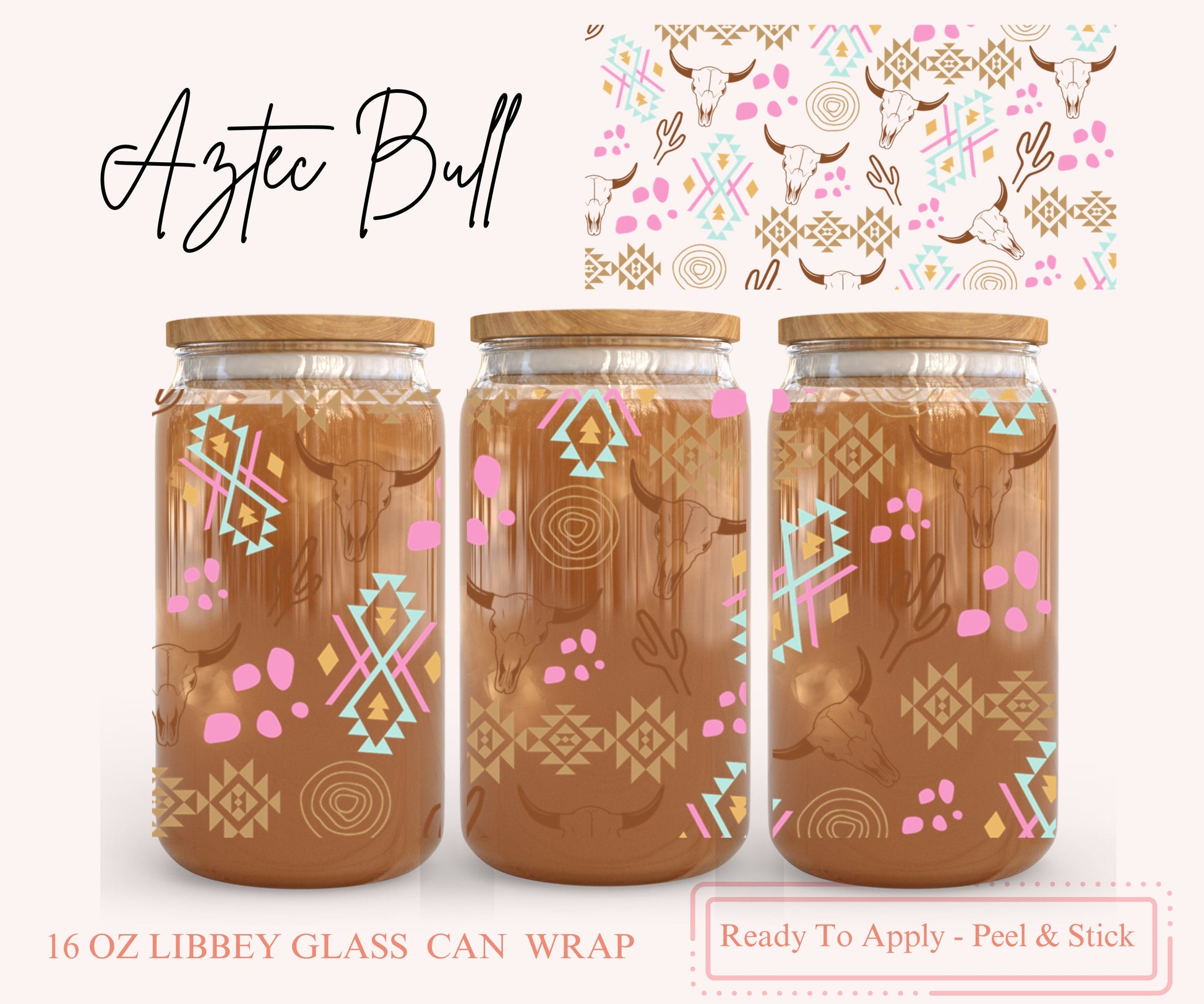 UV DTF Libbey Glass Can Wrap - Ready To Apply - Peel & Stick