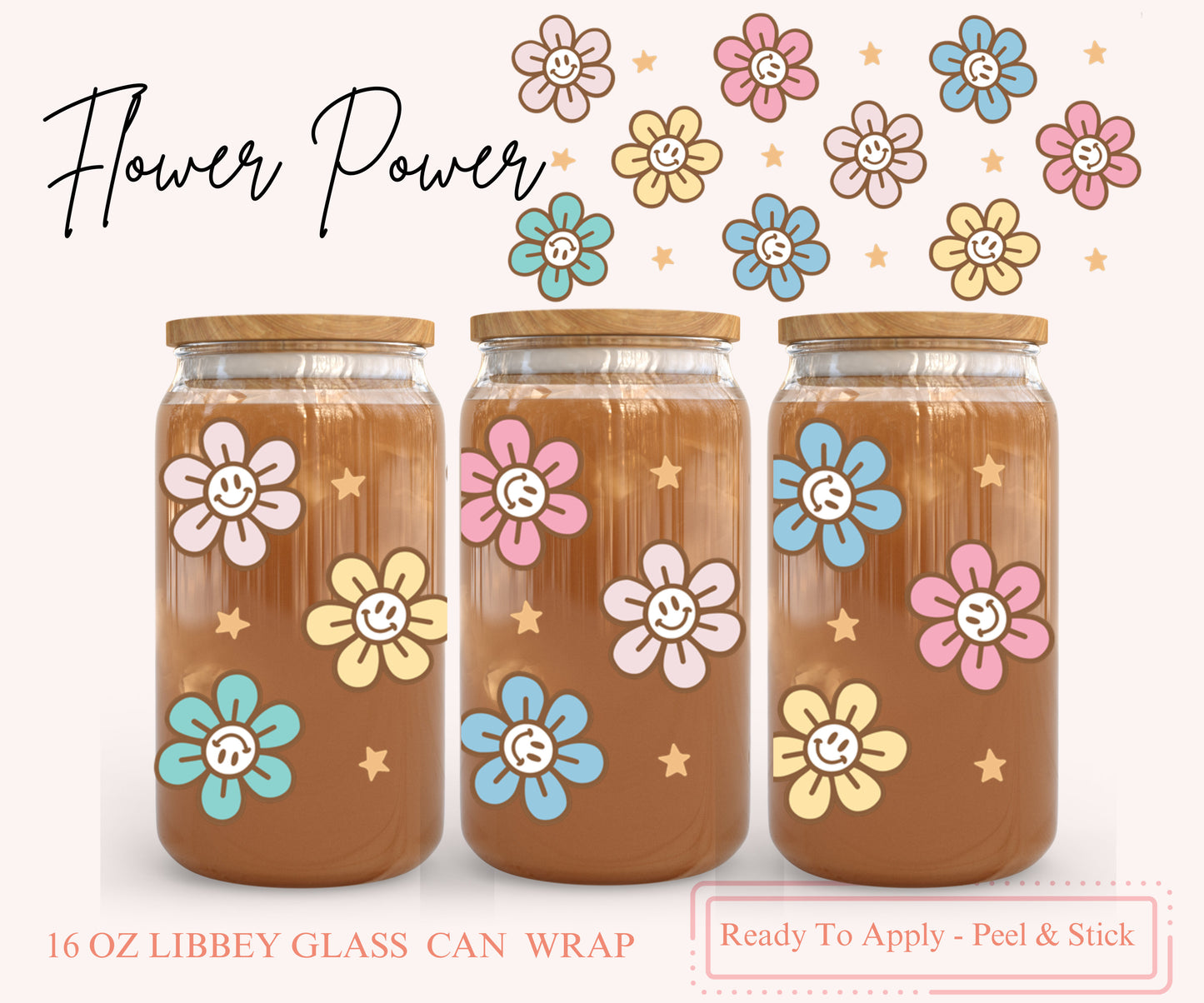 UV DTF Libbey Glass Can Wrap - Ready To Apply - Peel & Stick