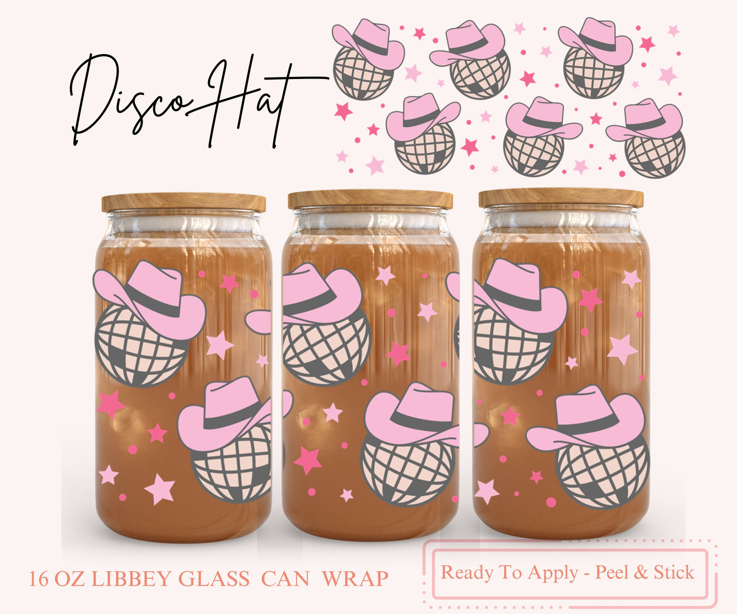 UV DTF Libbey Glass Can Wrap - Ready To Apply - Peel & Stick
