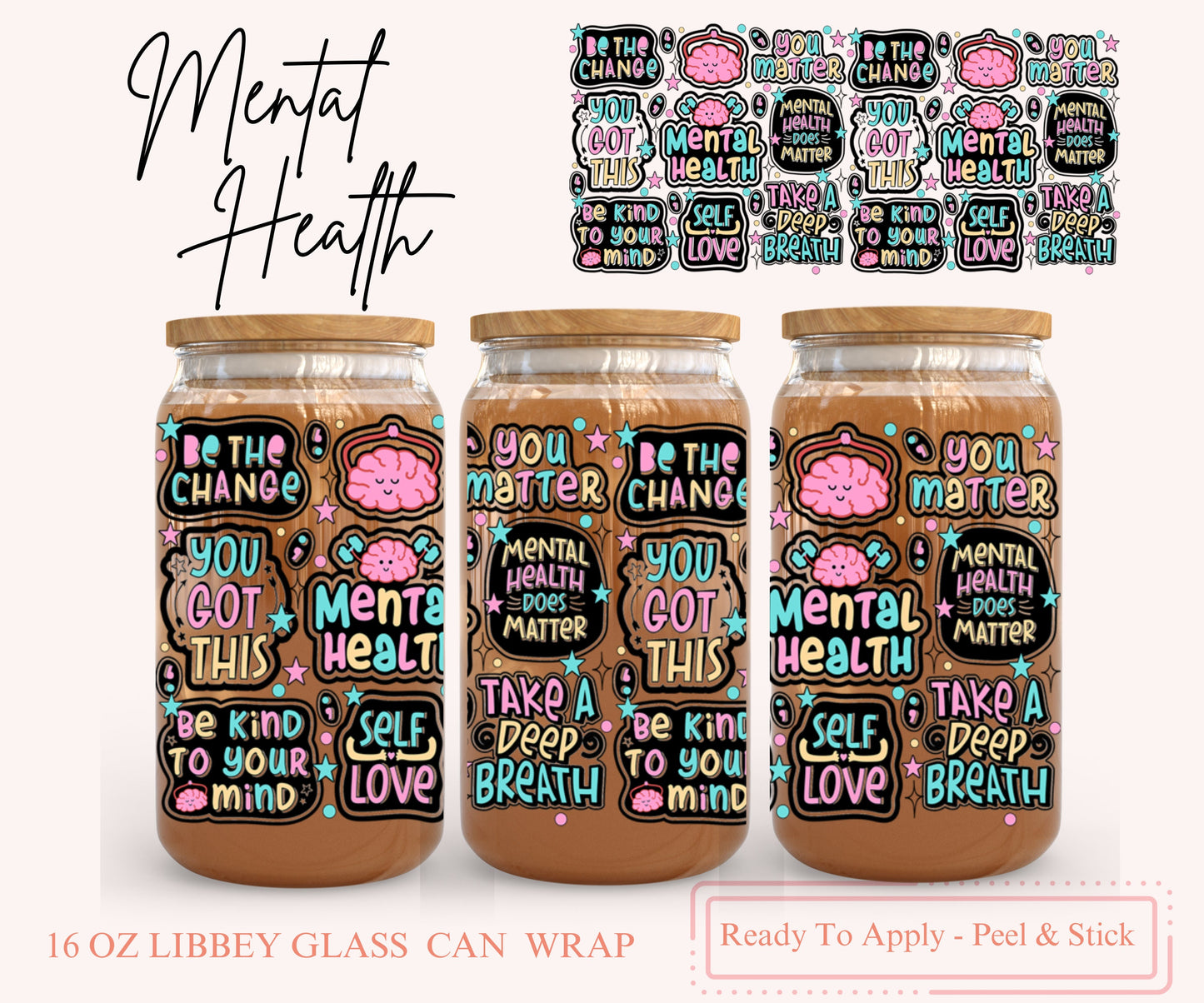 UV DTF Libbey Glass Can Wrap - Ready To Apply - Peel & Stick