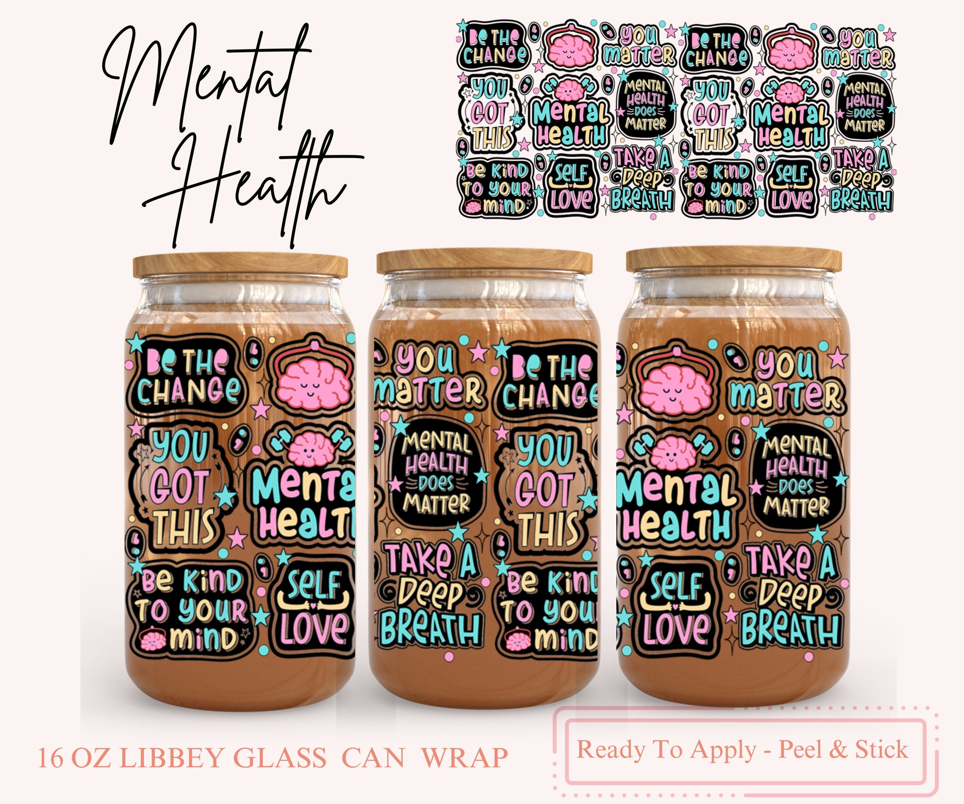 UV DTF Libbey Glass Can Wrap - Ready To Apply - Peel & Stick