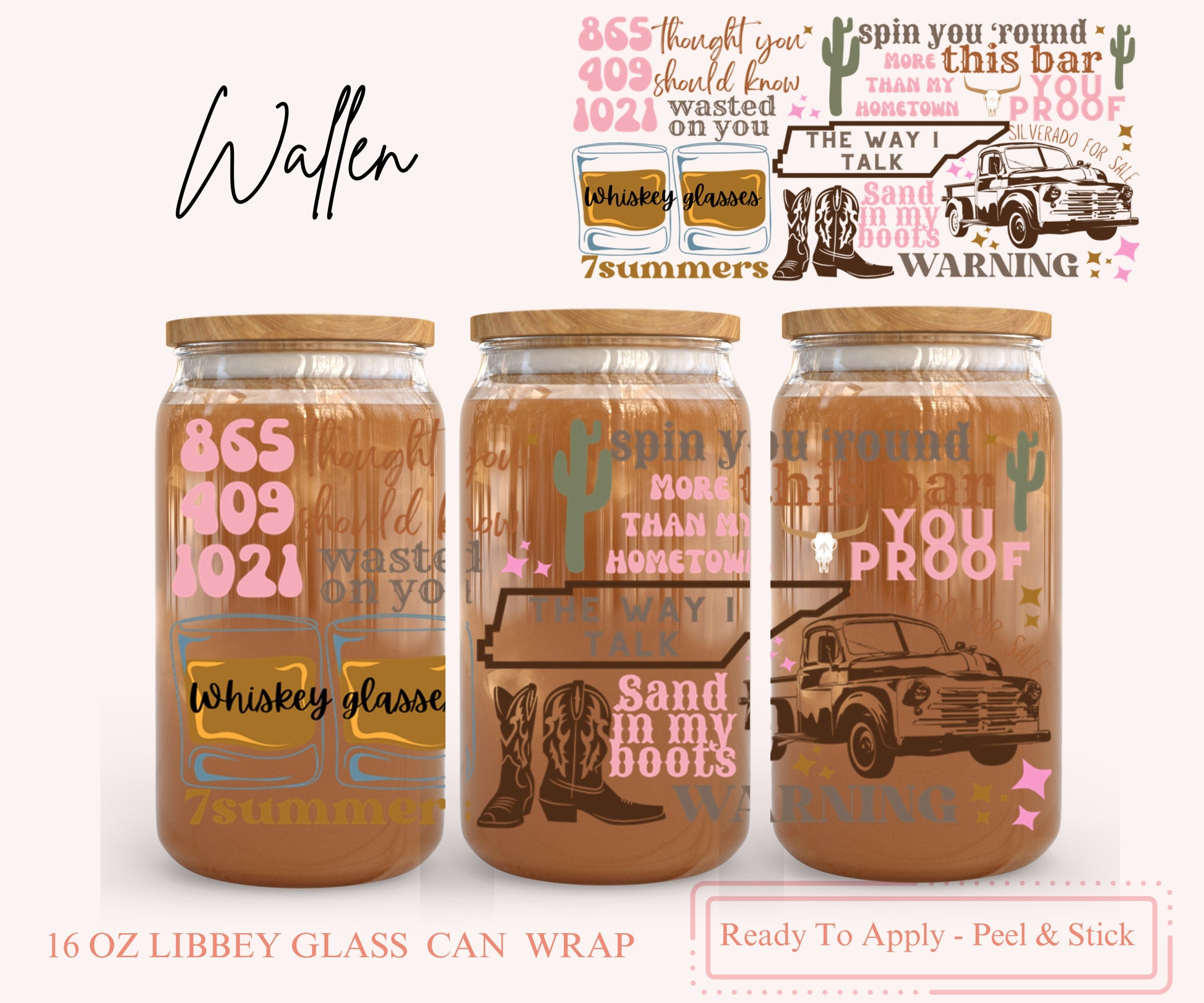 UV DTF Libbey Glass Can Wrap - Ready To Apply - Peel & Stick