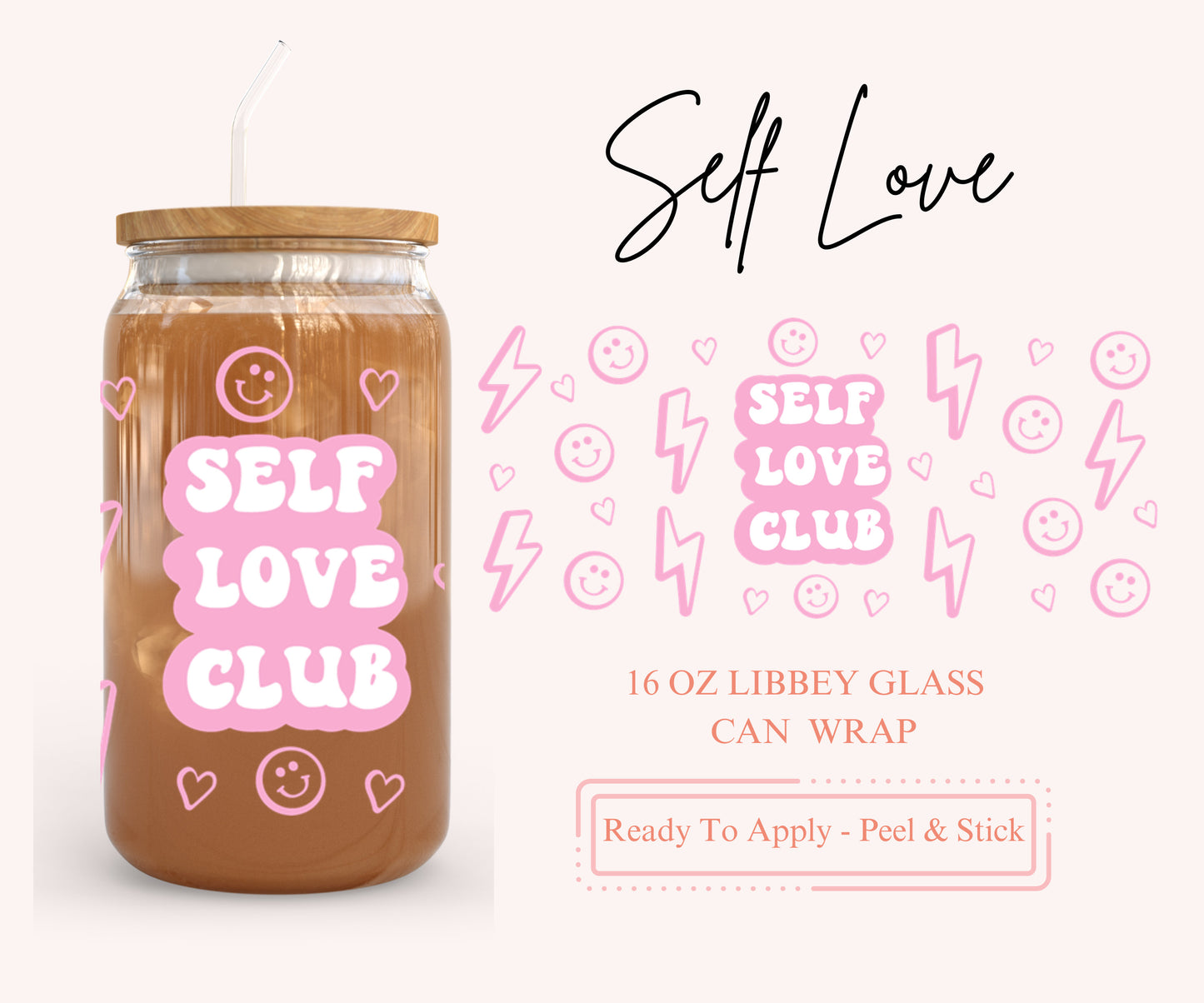 UV DTF Libbey Glass Can Wrap - Ready To Apply - Peel & Stick