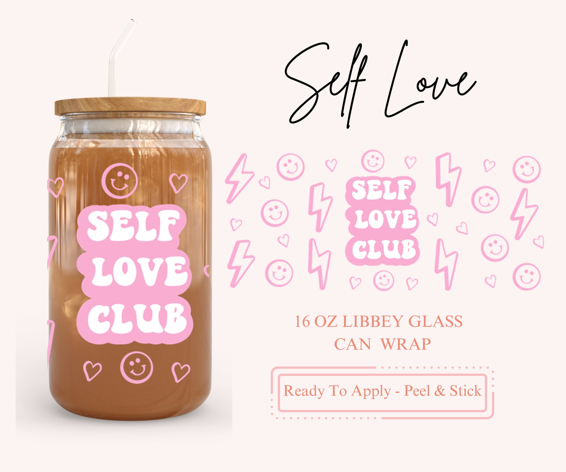 UV DTF Libbey Glass Can Wrap - Ready To Apply - Peel & Stick