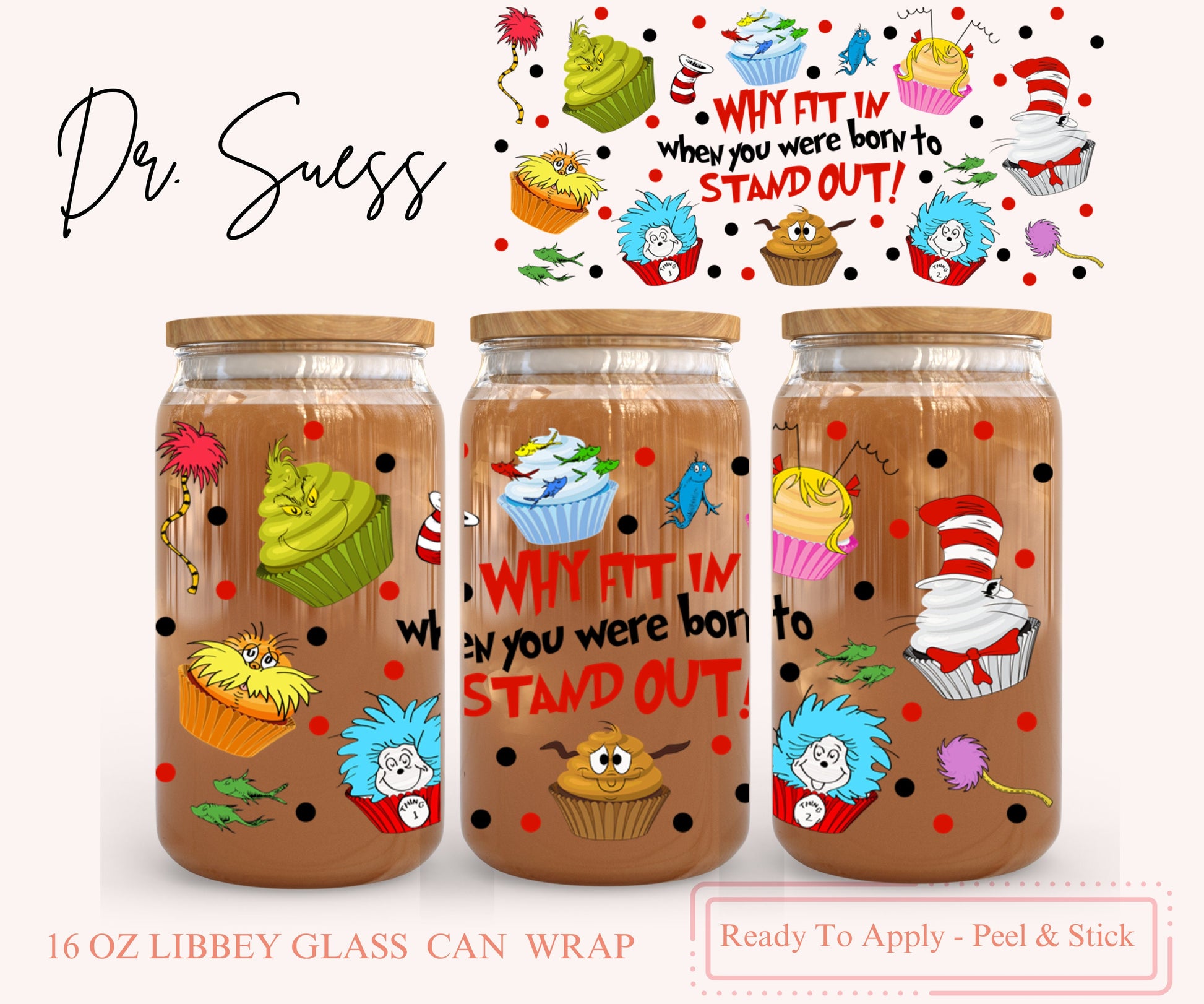 UV DTF Libbey Glass Can Wrap - Ready To Apply - Peel & Stick