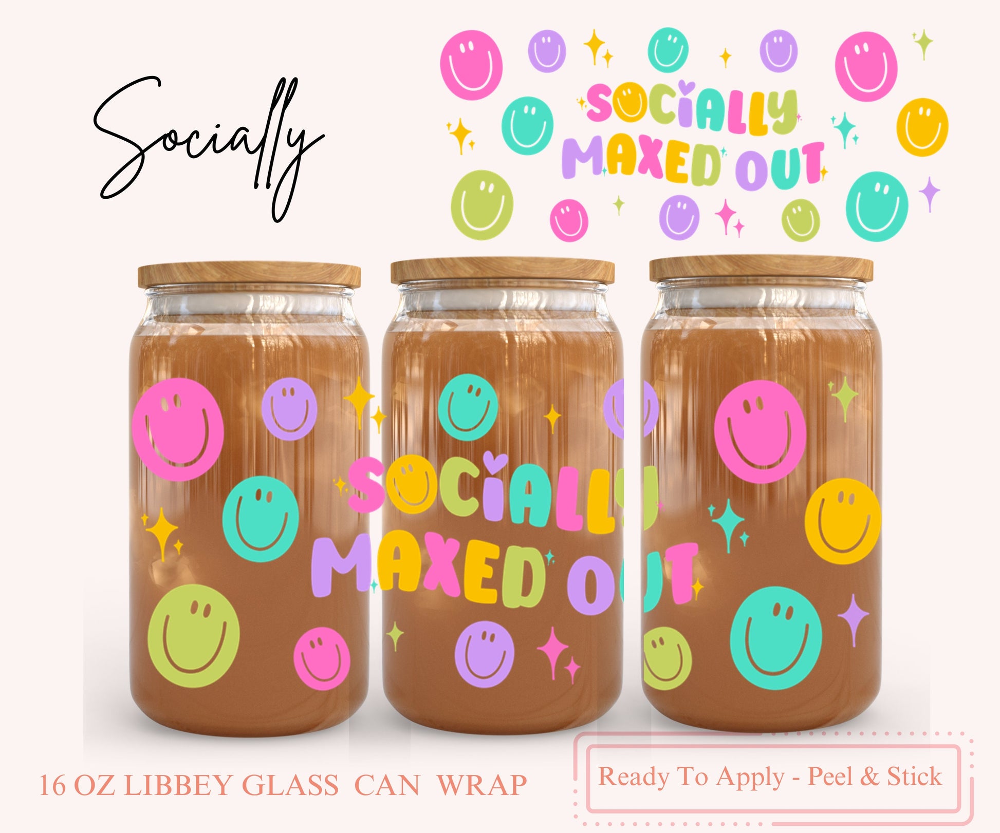 UV DTF Libbey Glass Can Wrap - Ready To Apply - Peel & Stick