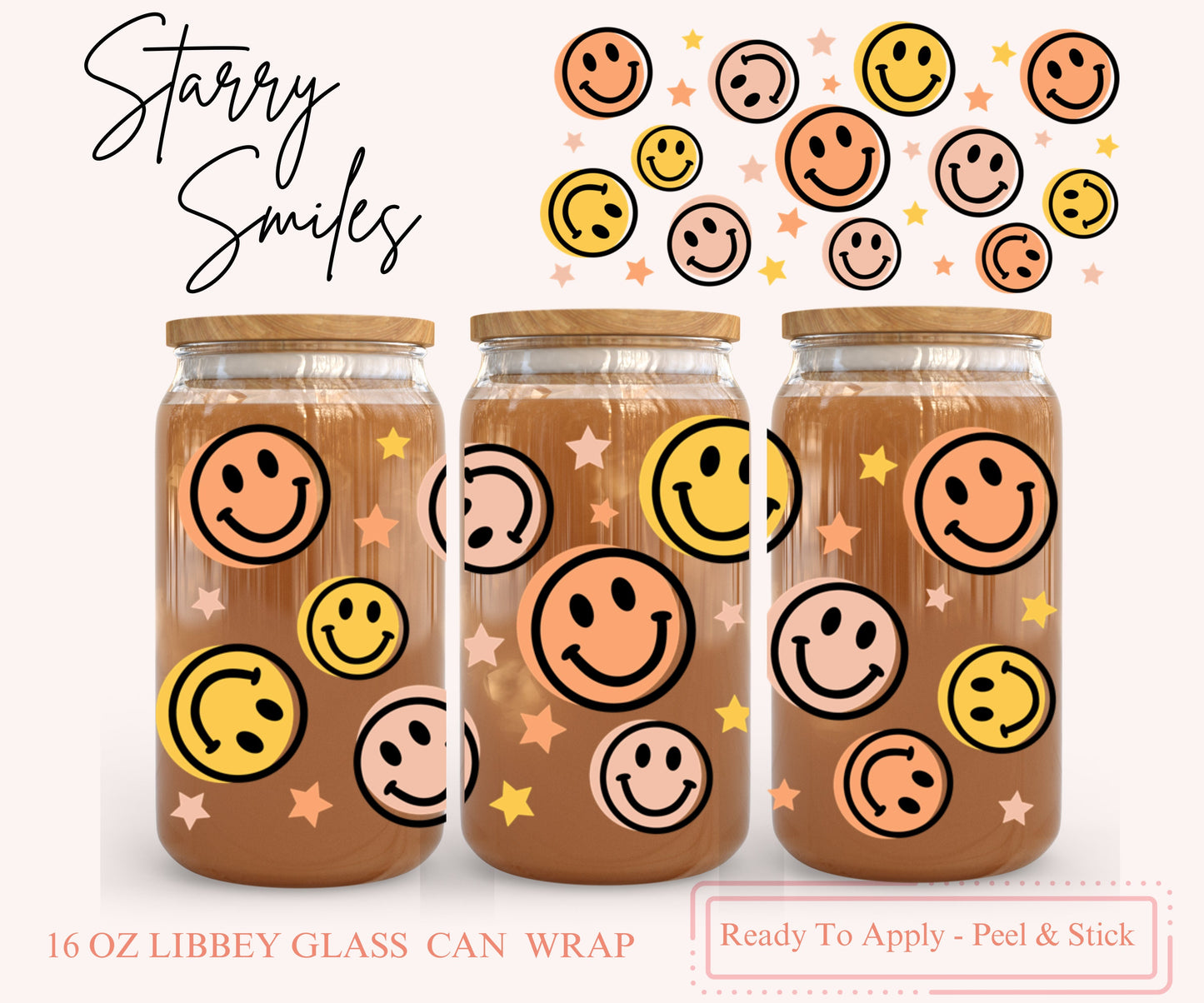 UV DTF Libbey Glass Can Wrap - Ready To Apply - Peel & Stick