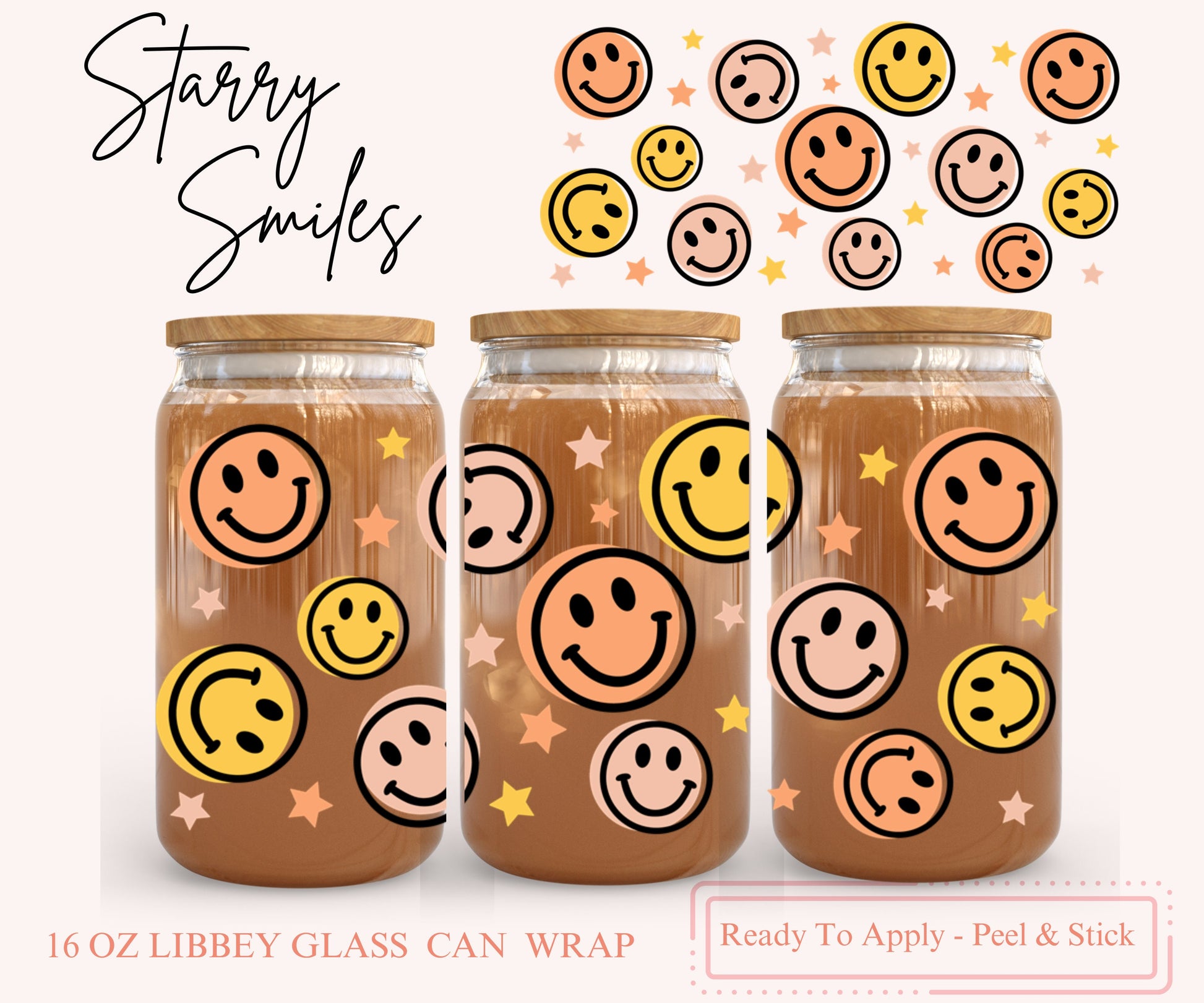 UV DTF Libbey Glass Can Wrap - Ready To Apply - Peel & Stick