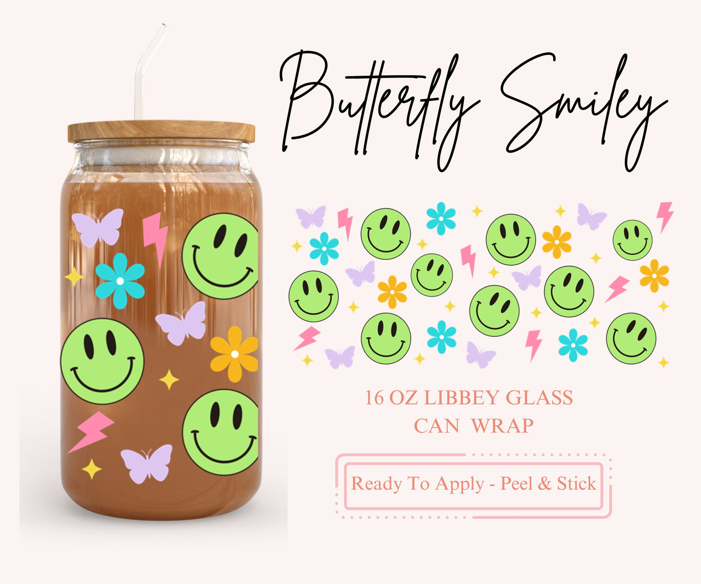 UV DTF Libbey Glass Can Wrap - Ready To Apply - Peel & Stick