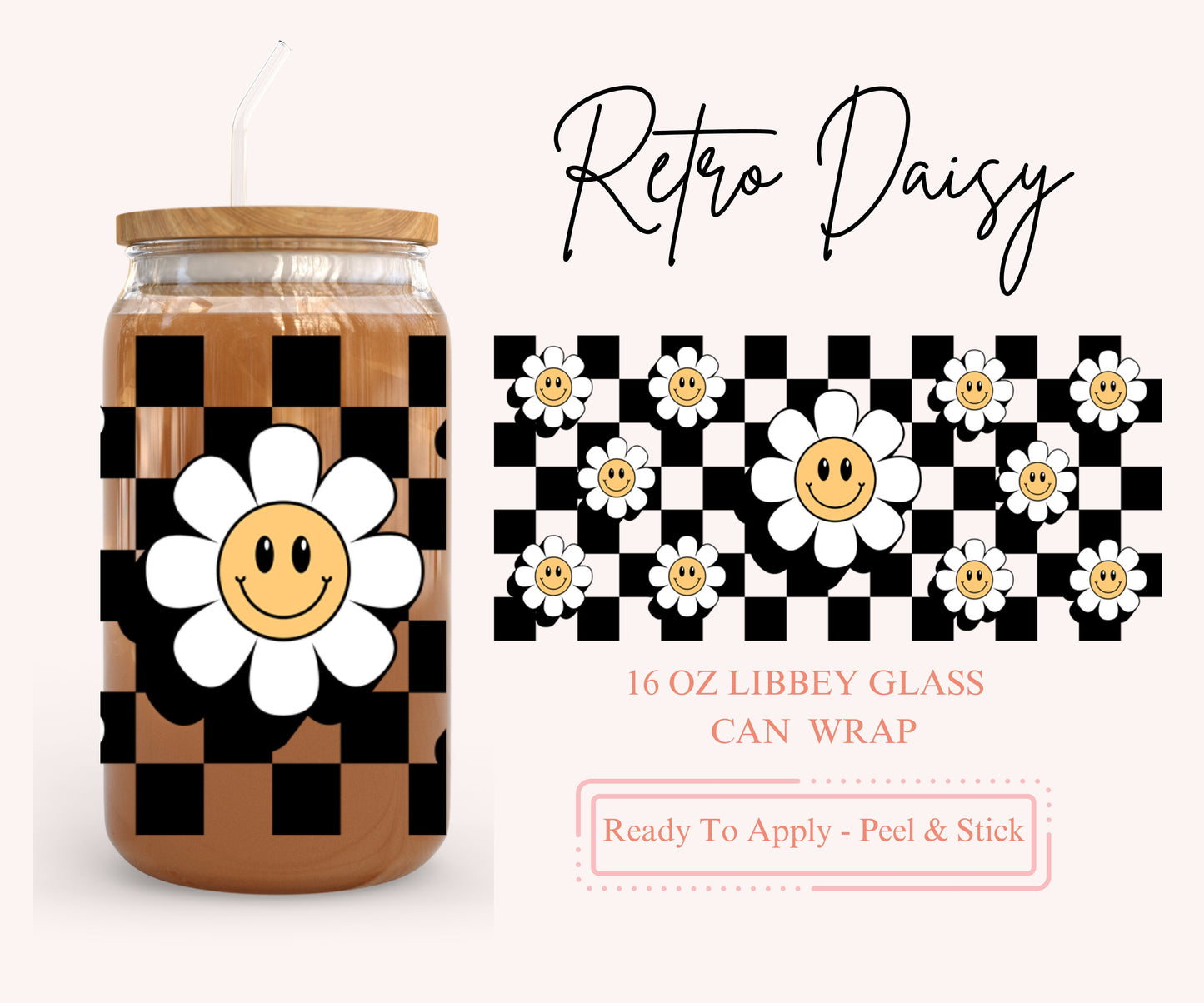 UV DTF Libbey Glass Can Wrap - Ready To Apply - Peel & Stick