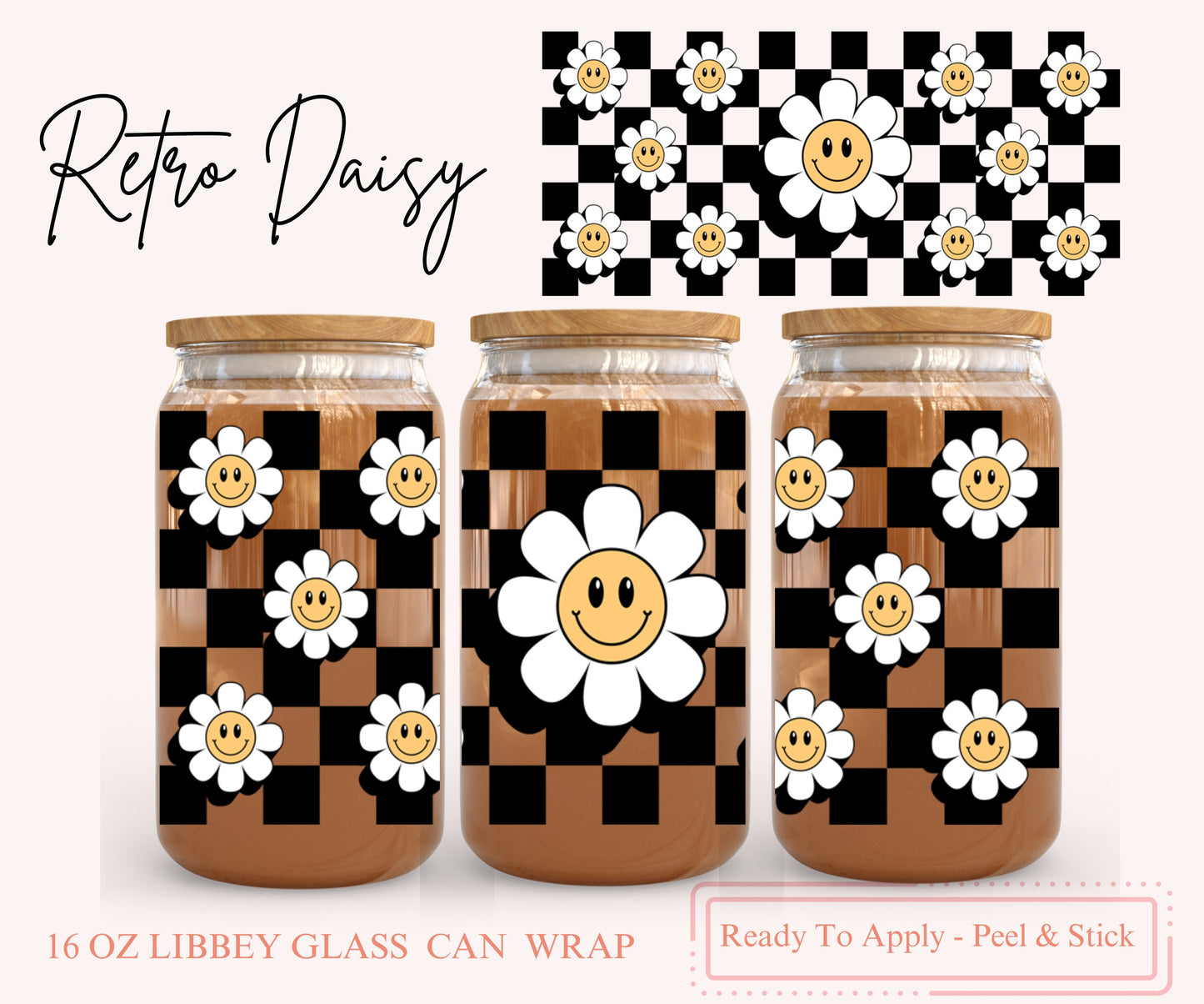 UV DTF Libbey Glass Can Wrap - Ready To Apply - Peel & Stick