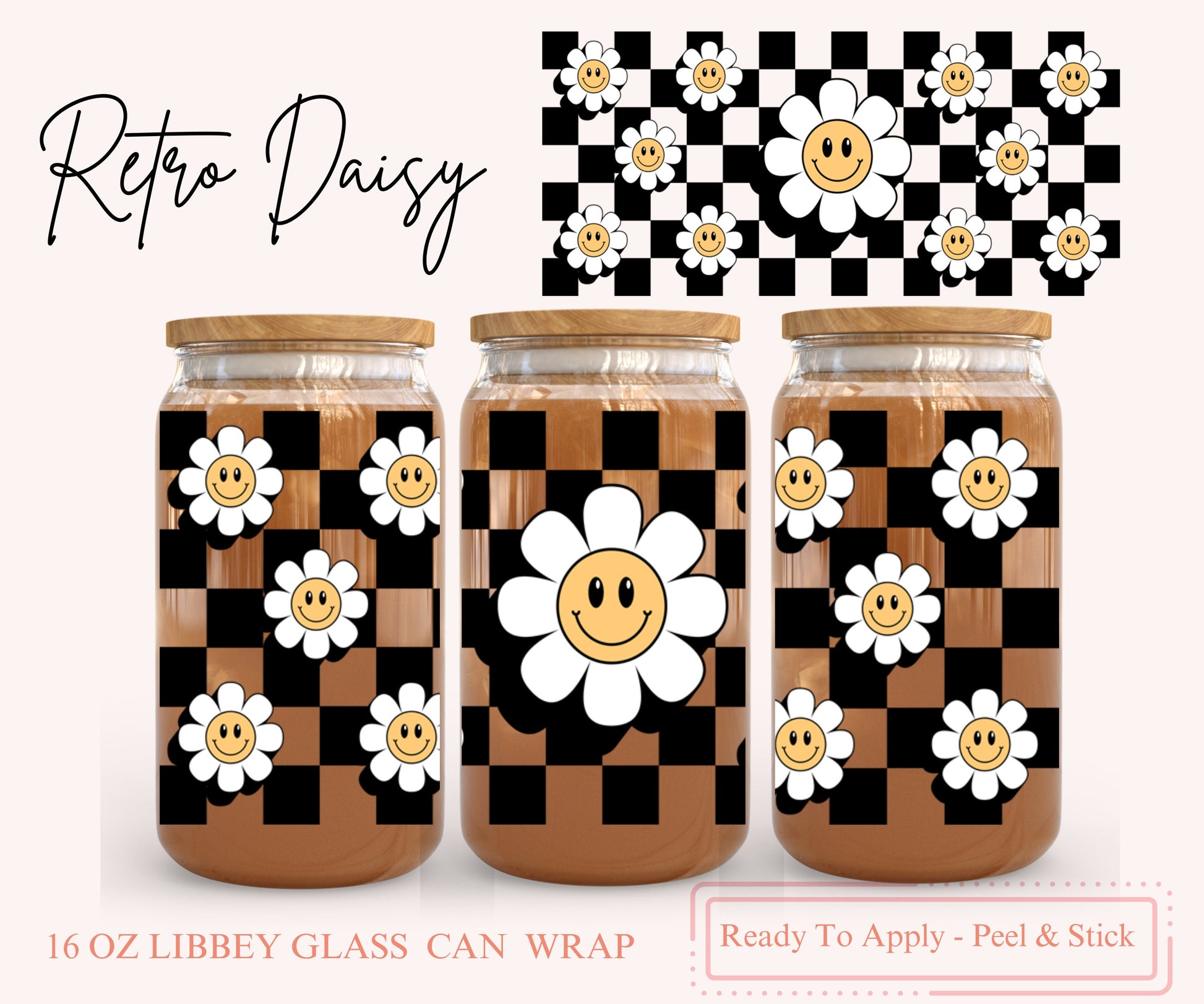 UV DTF Libbey Glass Can Wrap - Ready To Apply - Peel & Stick