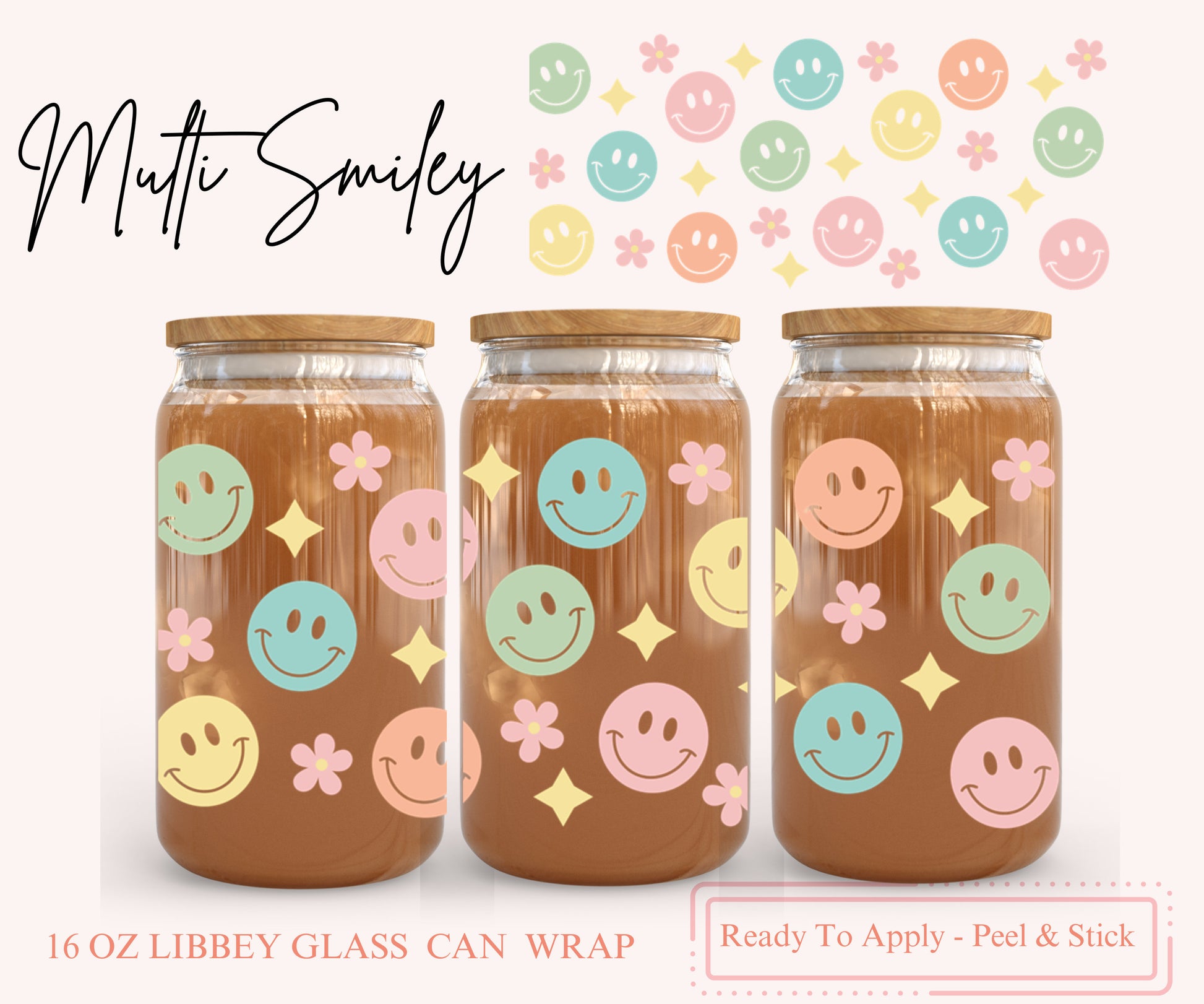 UV DTF Libbey Glass Can Wrap - Ready To Apply - Peel & Stick